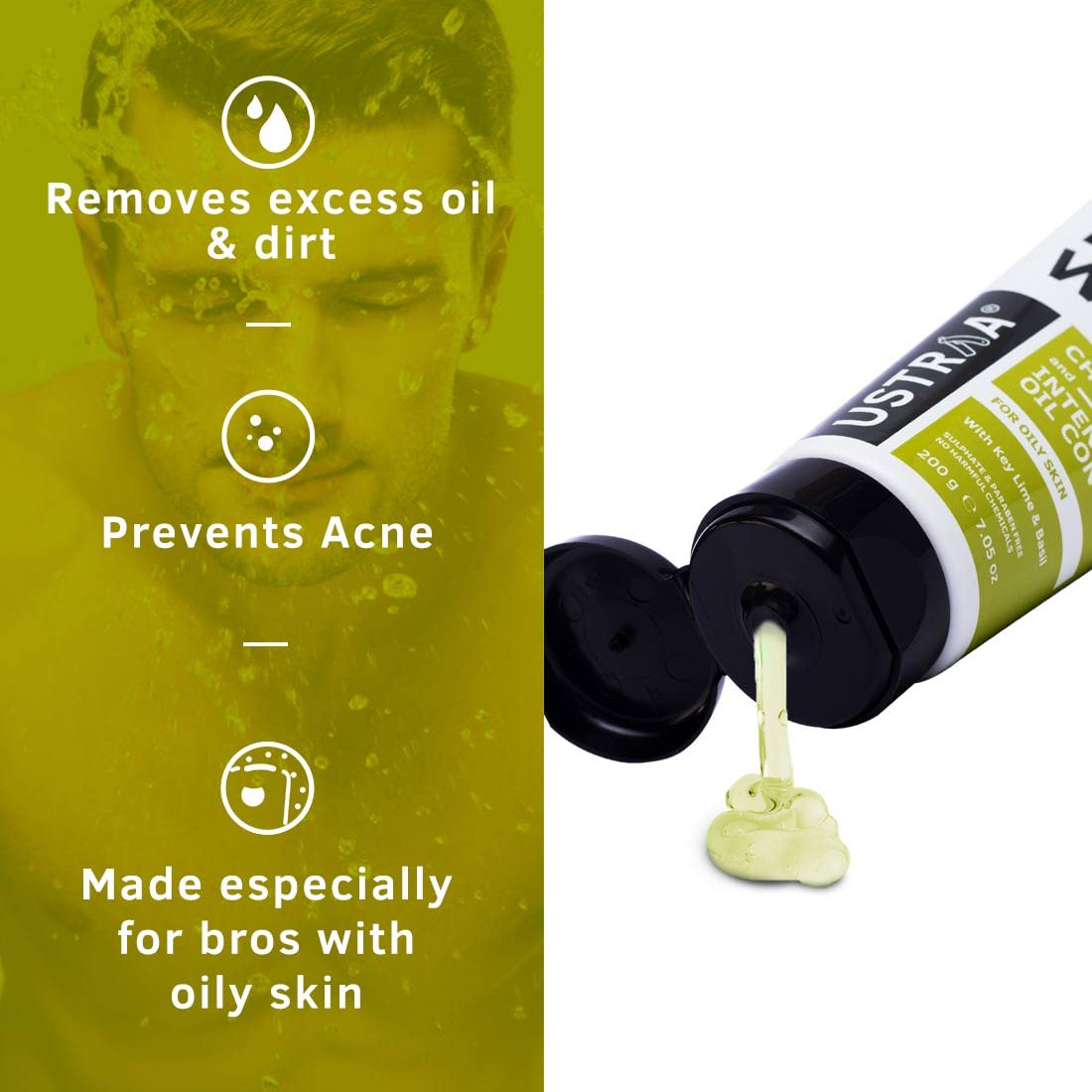 Ustraa Anti-Acne Kit with 2% Salicylic Acid & Neem - Includes Spot Gel (15ml) & Face Wash (200g) - Reduces 99.9% Pimple-Causing Germs - Specially Formulated for Oily Skin - Perfect for Daily Acne Treatment & Clear Skin Care Routine