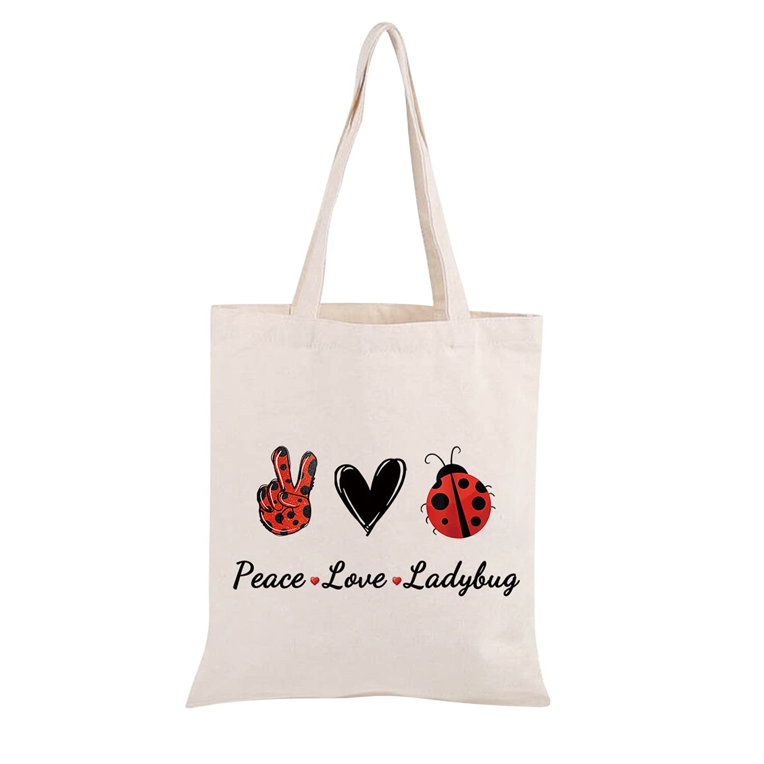 JXGZSO Lucky Ladybug Makeup Bag with Zipper - Cute Cosmetic Pouch for Women, Perfect Gift for Travel, Home & Office Organization | Peace Love Ladybug Design