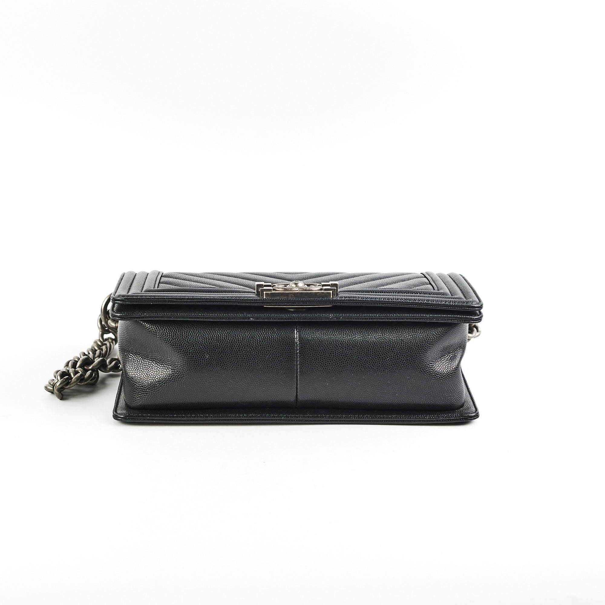 Chanel Caviar Leather Old Medium Boy Flap Bag in Black | Luxury Designer Handbag for Women | Perfect for Evening Events, Parties & Special Occasions