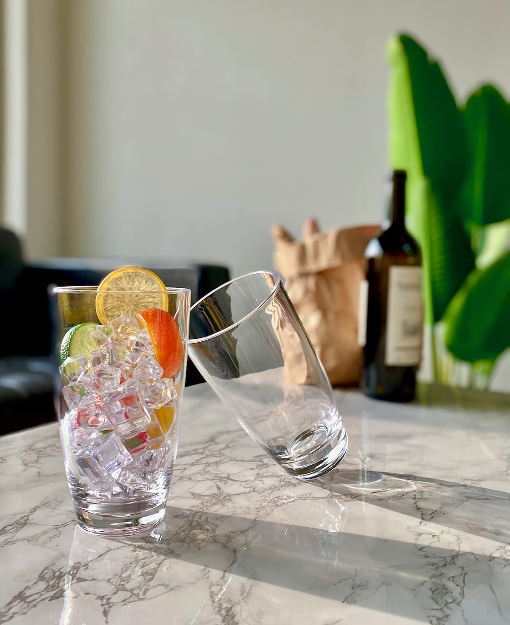 KLIFA- ETON 20.8 oz Acrylic Highball Glasses - Set of 6 BPA-Free Stackable Plastic Drinkware - Clear Iced Tea Cups for Parties, Picnics & Outdoor Dining - Dishwasher Safe