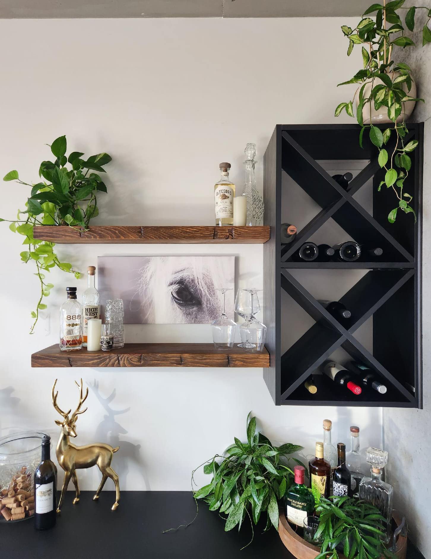 Joelsantiques Floating Shelves - Natural Wood Wall Shelf for Bathroom, Kitchen, Bedroom Decor - Medium Brown 2