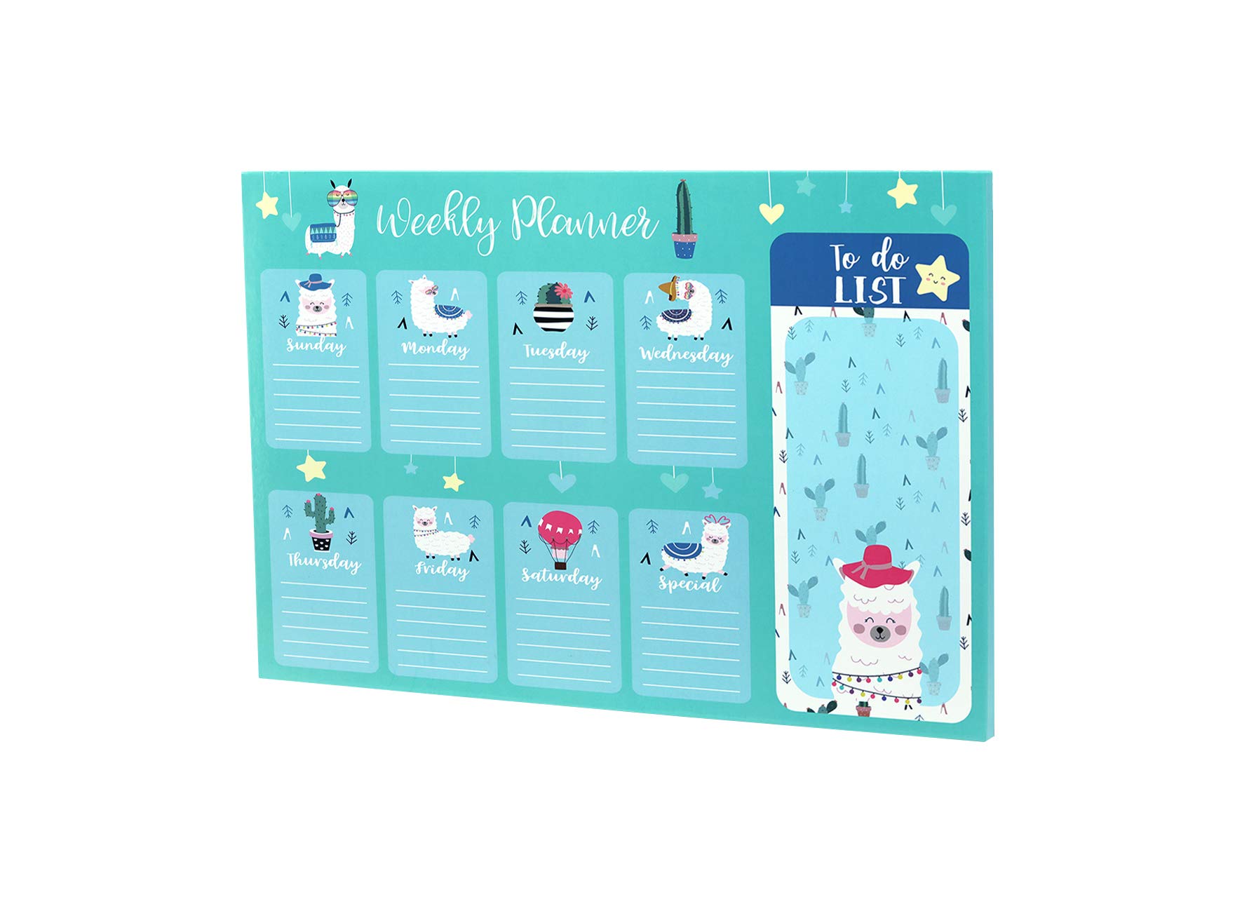 Weekly Planning Board Calendar - Wall Mounted Dry Erase Organizer with Cute Llama Design for Kids, Includes 1 Marker & 2 Magnets - Perfect for Bedroom, Classroom & Homeschool Organization