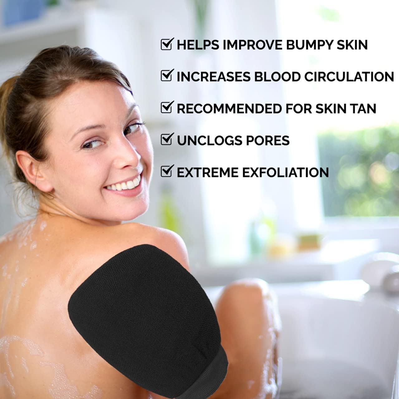 MUSVUZA Exfoliating Body Scrubber Mitt for Women & Men - Dead Skin Remover for Face & Body - Shower & Bath Exfoliator Glove - Soft Washcloth for Smooth Skin (Pack of 1) - Perfect for Spa Days & At-Home Skincare Routines