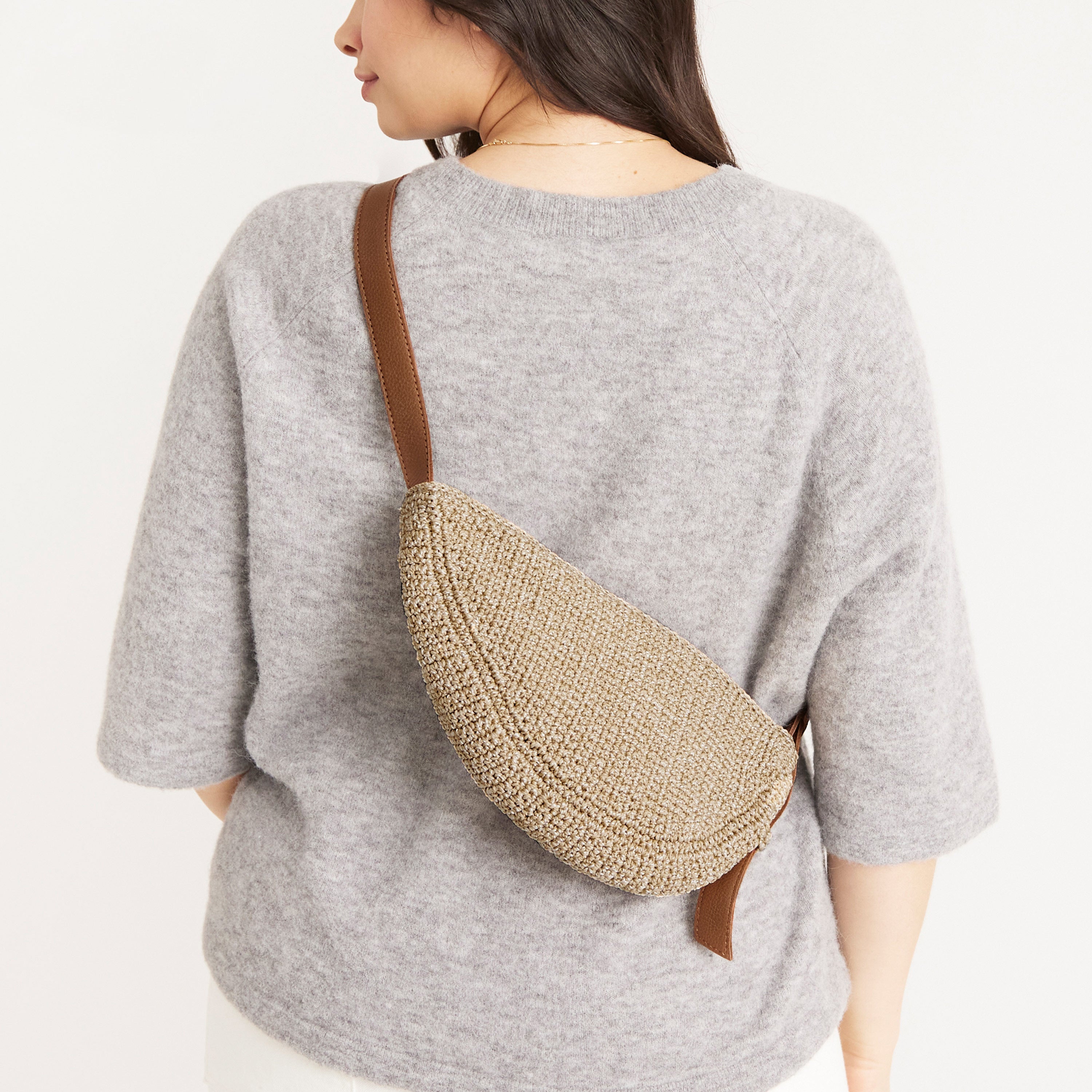 Handmade Crochet Tess Sling Bag - Eco-Friendly Bamboo Fiber Crossbody Purse for Women | Perfect for Travel, Shopping & Everyday Use