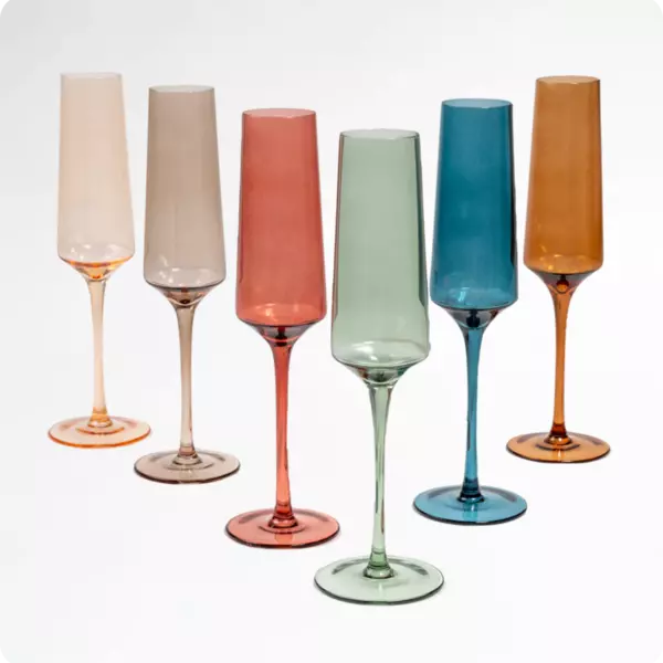 Elegant Colored Champagne Flutes Set - 12-Piece Shatterproof Glassware for Weddings, Parties & Celebrations - Perfect for Toasting, Anniversaries & Special Occasions