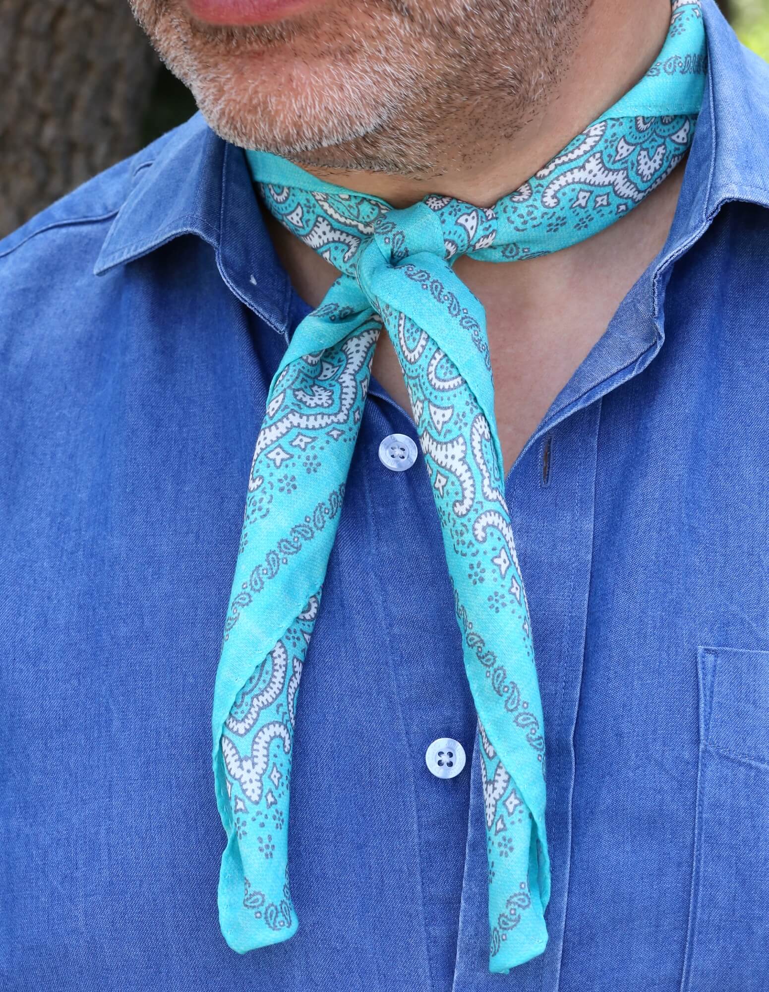 CANTINI Egidio Bandana - Stylish Aqua Blue Bandana for Men & Women | Fashion Accessory for Outdoor, Sports & Casual Wear