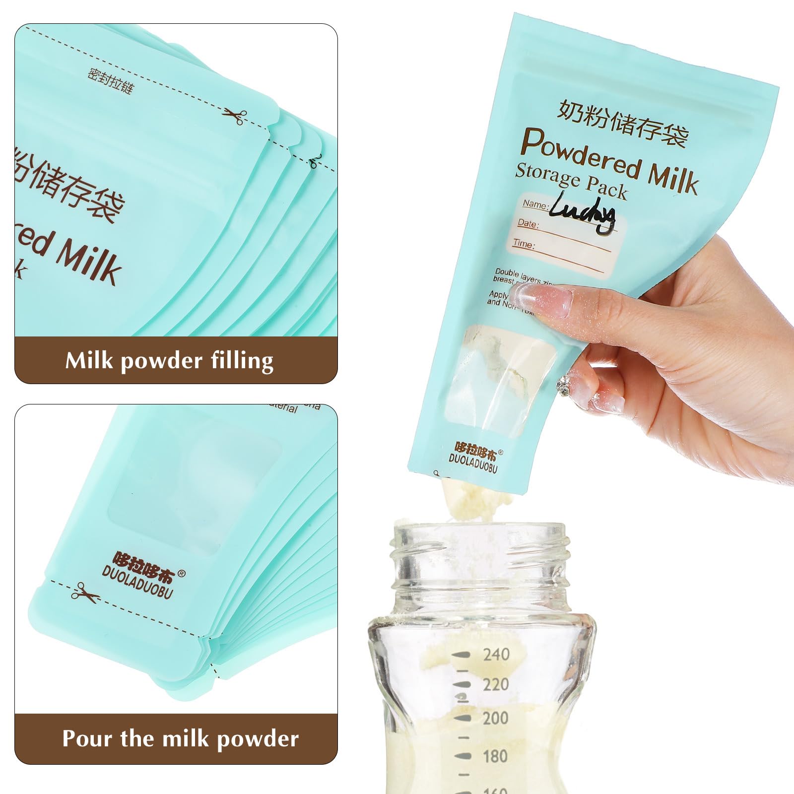 Kisangel 30pcs Disposable Breast Milk Storage Bags - Leakproof Powder Formula Dispenser for Baby Feeding - Perfect for Travel, Daycare & On-the-Go Parents