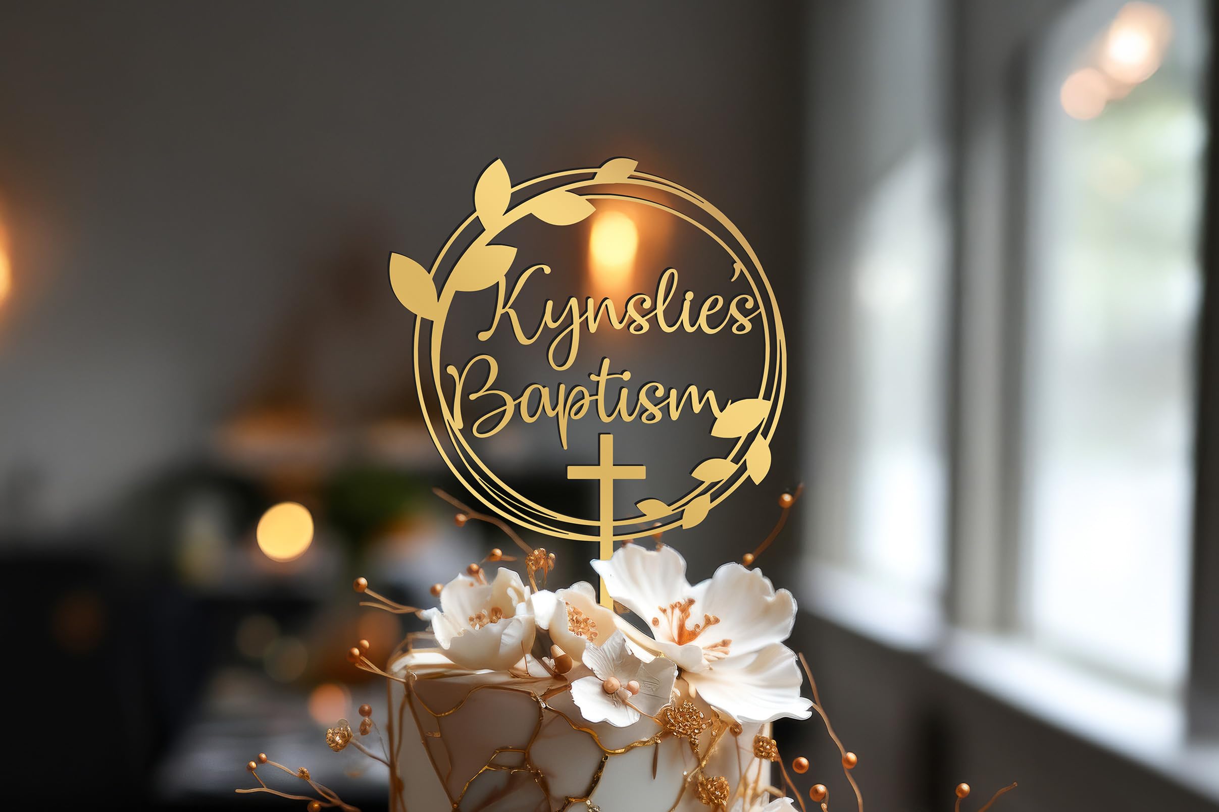 Custom Baptism Cake Topper Personalized with Name - God Bless Communion & 1st Confirmation Cake Decor - Perfect for Christening, First Holy Communion & Religious Celebration Cakes