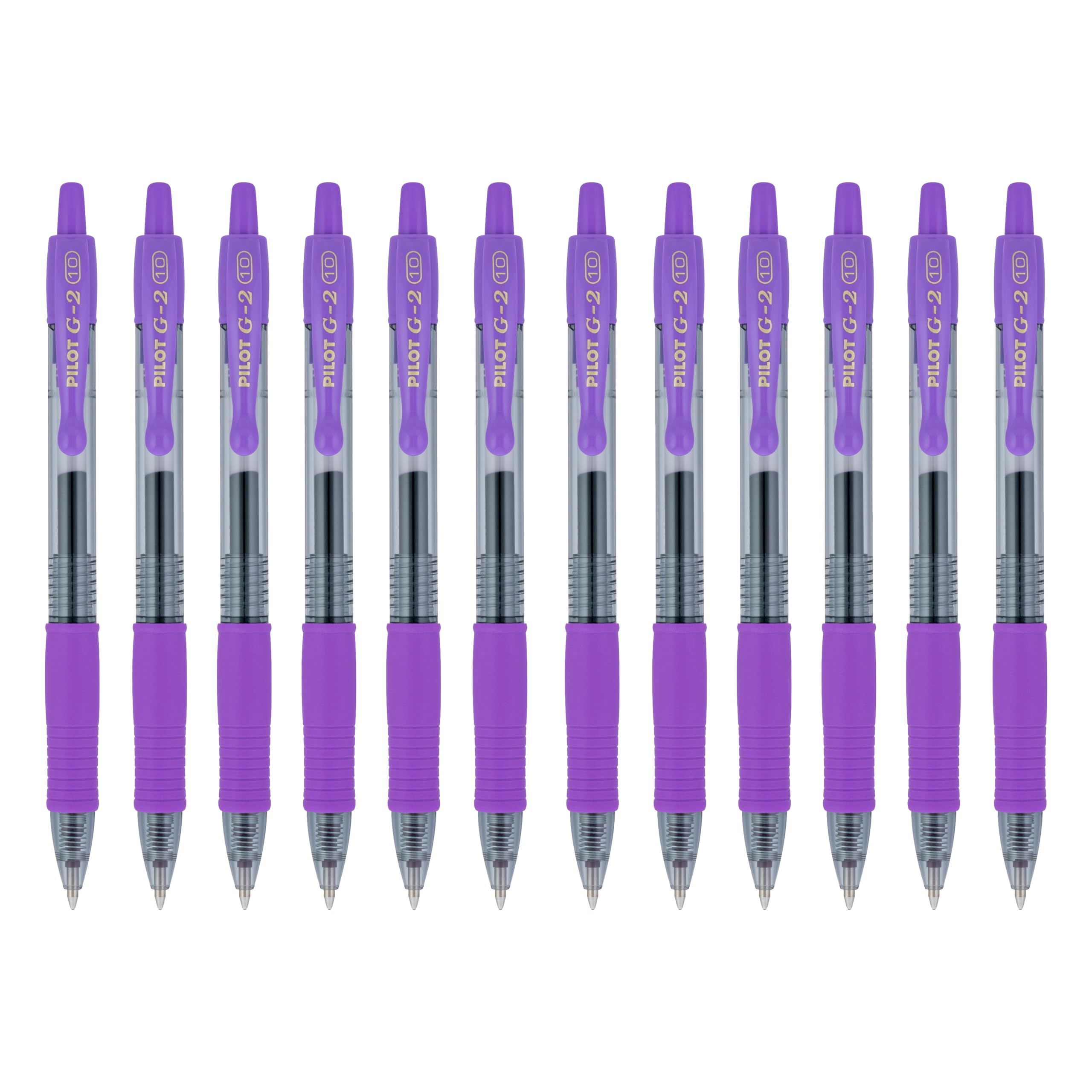 Pilot G2 Retractable Gel Pens - 1.0mm Bold Point, Purple Ink, 12-Pack (31648) - Perfect for Office, School, Journaling & Note Taking