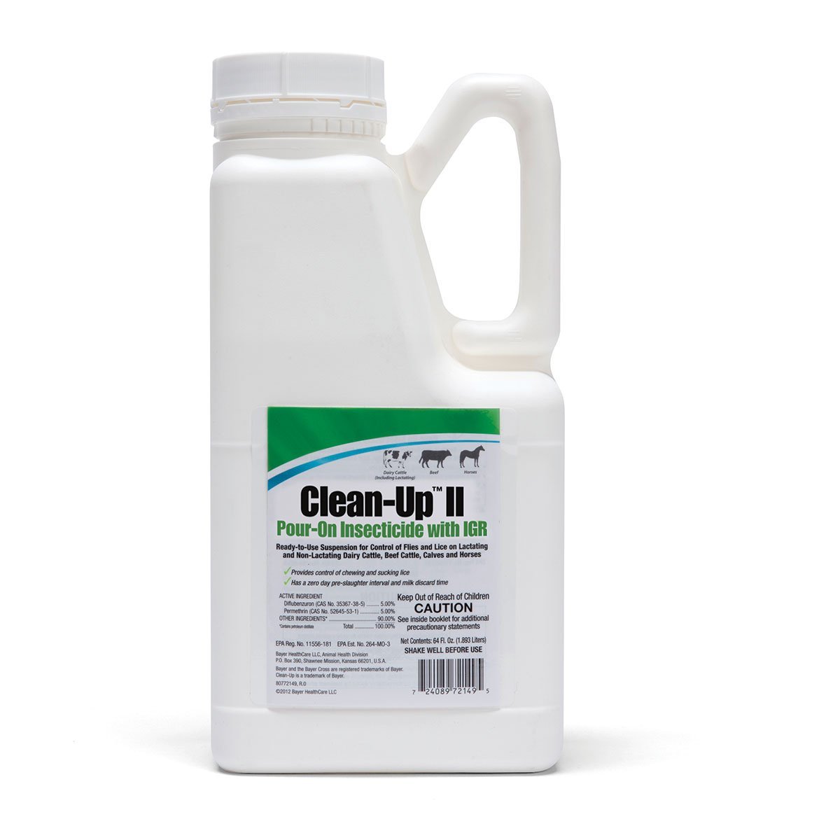 Elanco™ Clean Up™ II Pour-On Insecticide with IGR for Cattle - Flea, Tick & Fly Control - Long-Lasting Livestock Protection - Ideal for Pasture & Farm Use