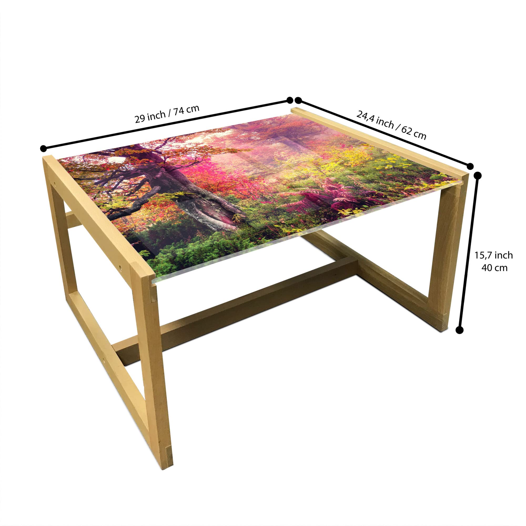 Ambesonne Forest Coffee Table - Autumn Trees Woodland Design for Office & Dorm Decor