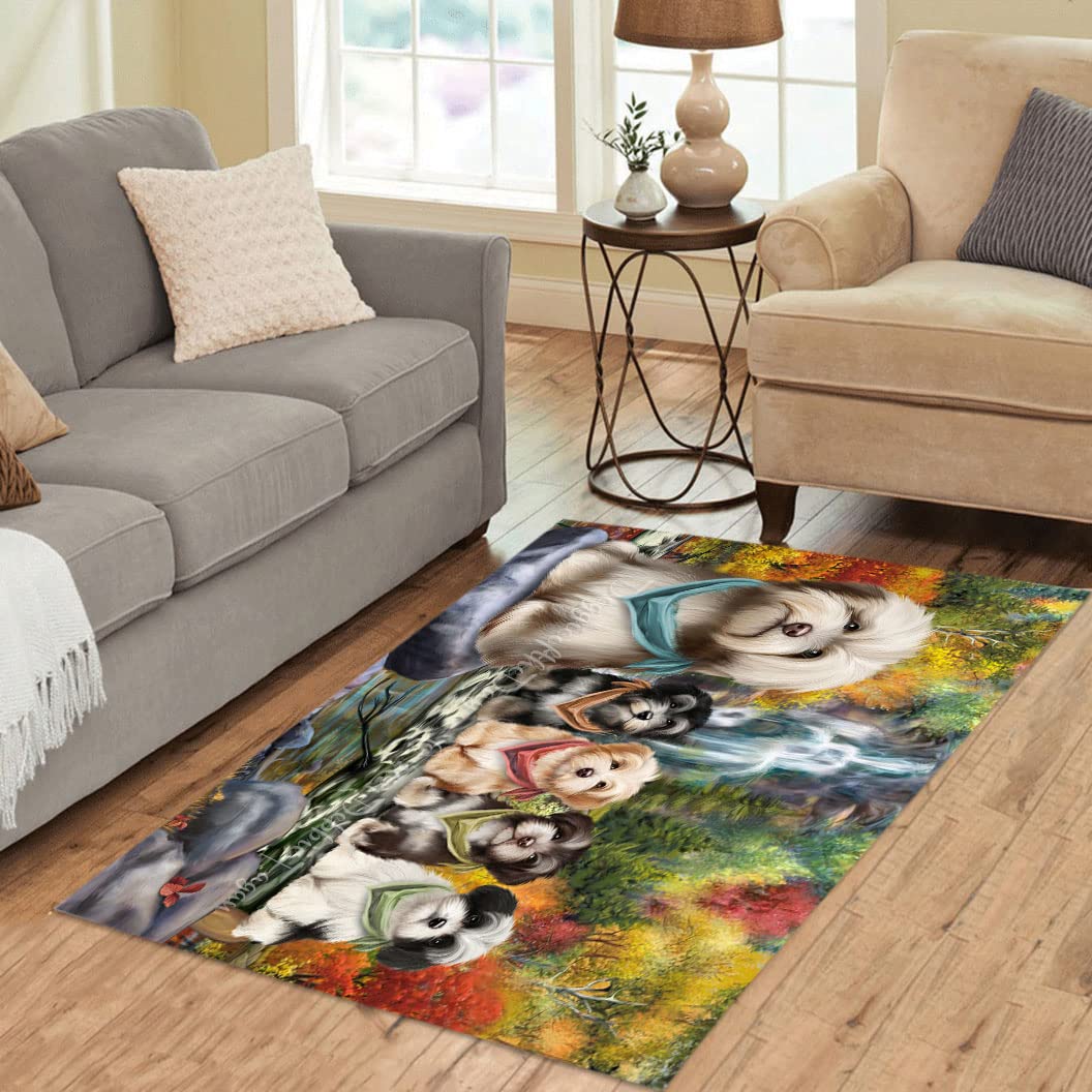 Ultra Soft Scenic Waterfall Havanese Dog Print Area Rug - 7'x5' Non-Slip Pet Floor Carpet for Living Room & Bedroom - Cute Decorative Indoor Rug Gift for Dog Lovers - Perfect for Pet Play Areas, Home Decor & Cozy Spaces