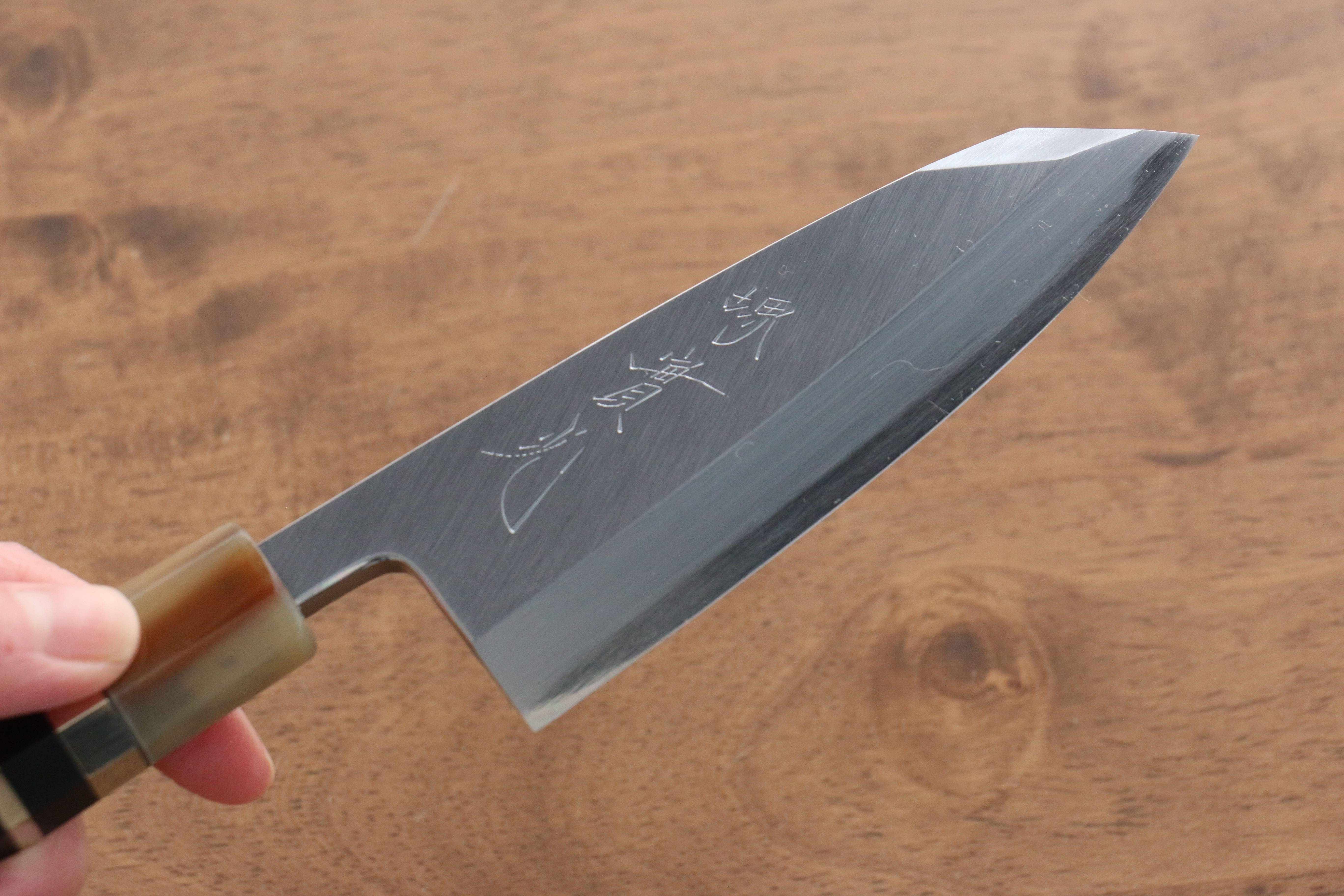 Jikko Shiko White Steel Kiritsuke Deba Knife 120mm - Ebony Wood Handle with Double Ring - Professional Japanese Kitchen Knife for Sushi, Fish Filleting & Precision Cutting