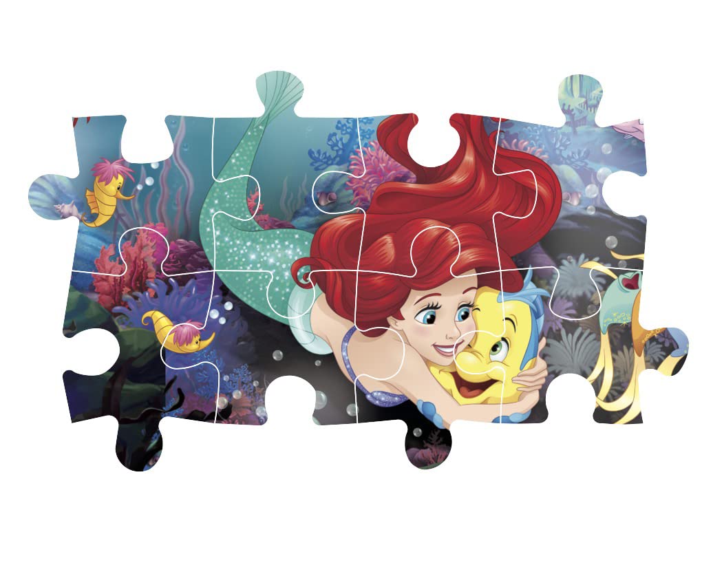 Clementoni Supercolor Puzzle - The Little Mermaid 24-Piece Jumbo Puzzle for Kids Age 3+, Cartoon Puzzle Made in Italy - Perfect for Early Learning, Birthday Gifts & Family Bonding Activities