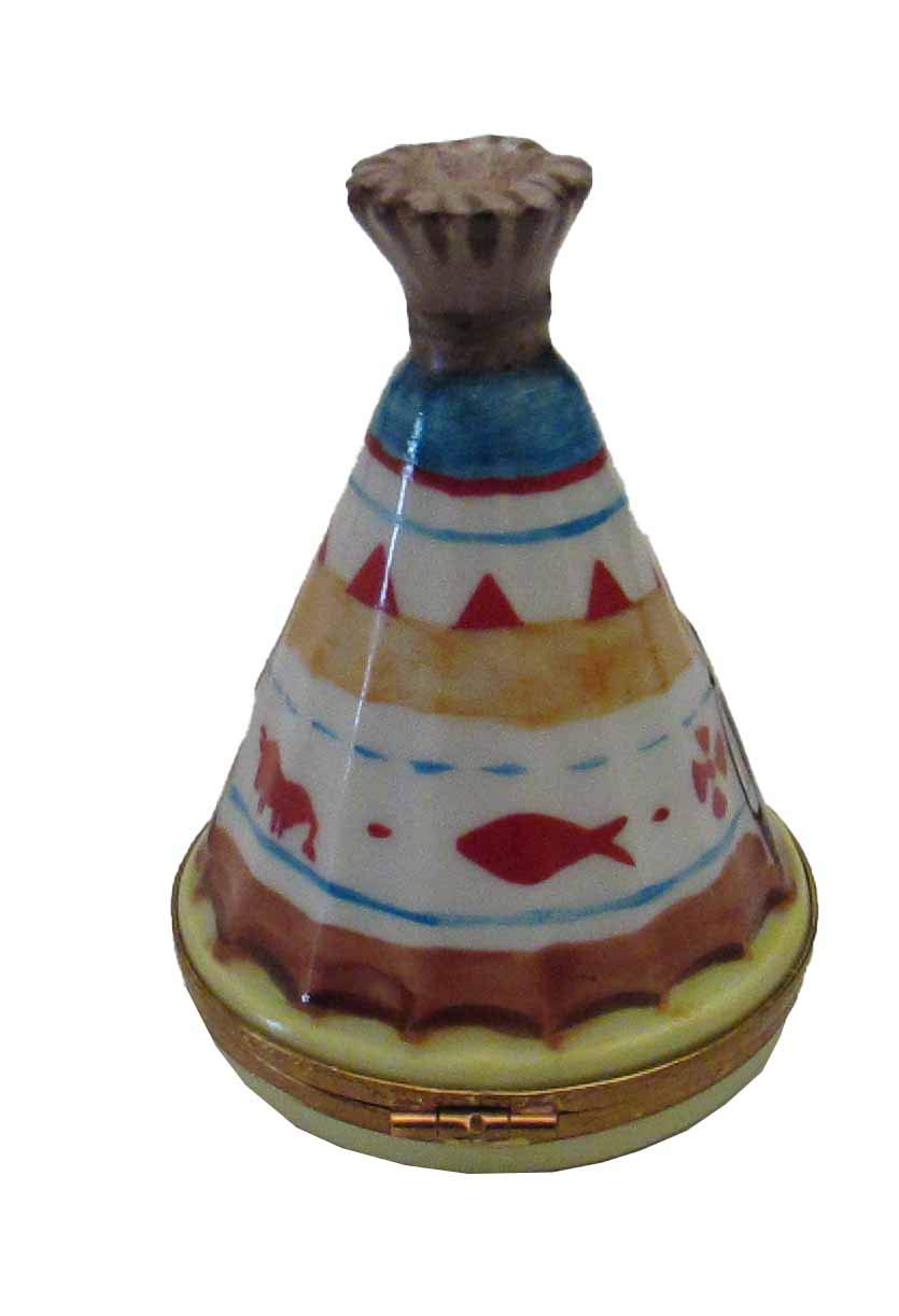 Hand-Painted Limoges Porcelain Box - Native American Teepee Design | Collectible Trinket Jewelry Box | Perfect for Home Decor, Gift Giving & Keepsake Storage
