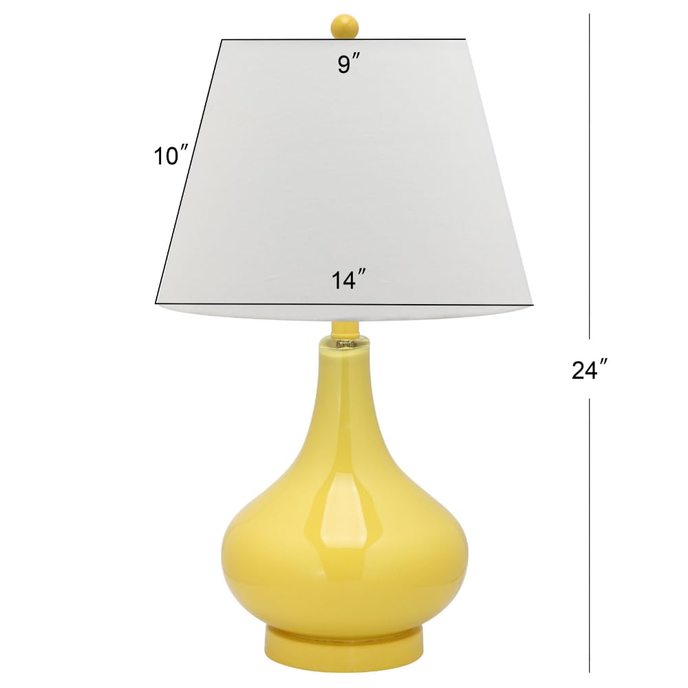 SAFAVIEH Amy Modern Contemporary Yellow Gourd Glass Table Lamp Set of 2 - 24 Inch LED Bedside Lighting for Bedroom, Living Room & Home Office (Bulbs Included) | Perfect for Nightstands, Desks & Accent Lighting