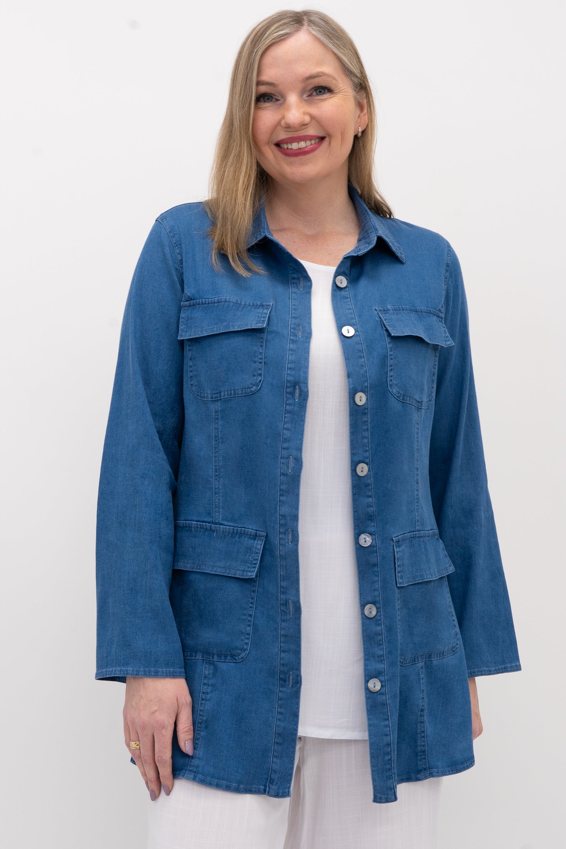Kelly Jacket - Women's Tencel Denim Jacket for Spring & Fall | Lightweight Comfortable Outerwear for Casual Wear, Travel & Outdoor Activities