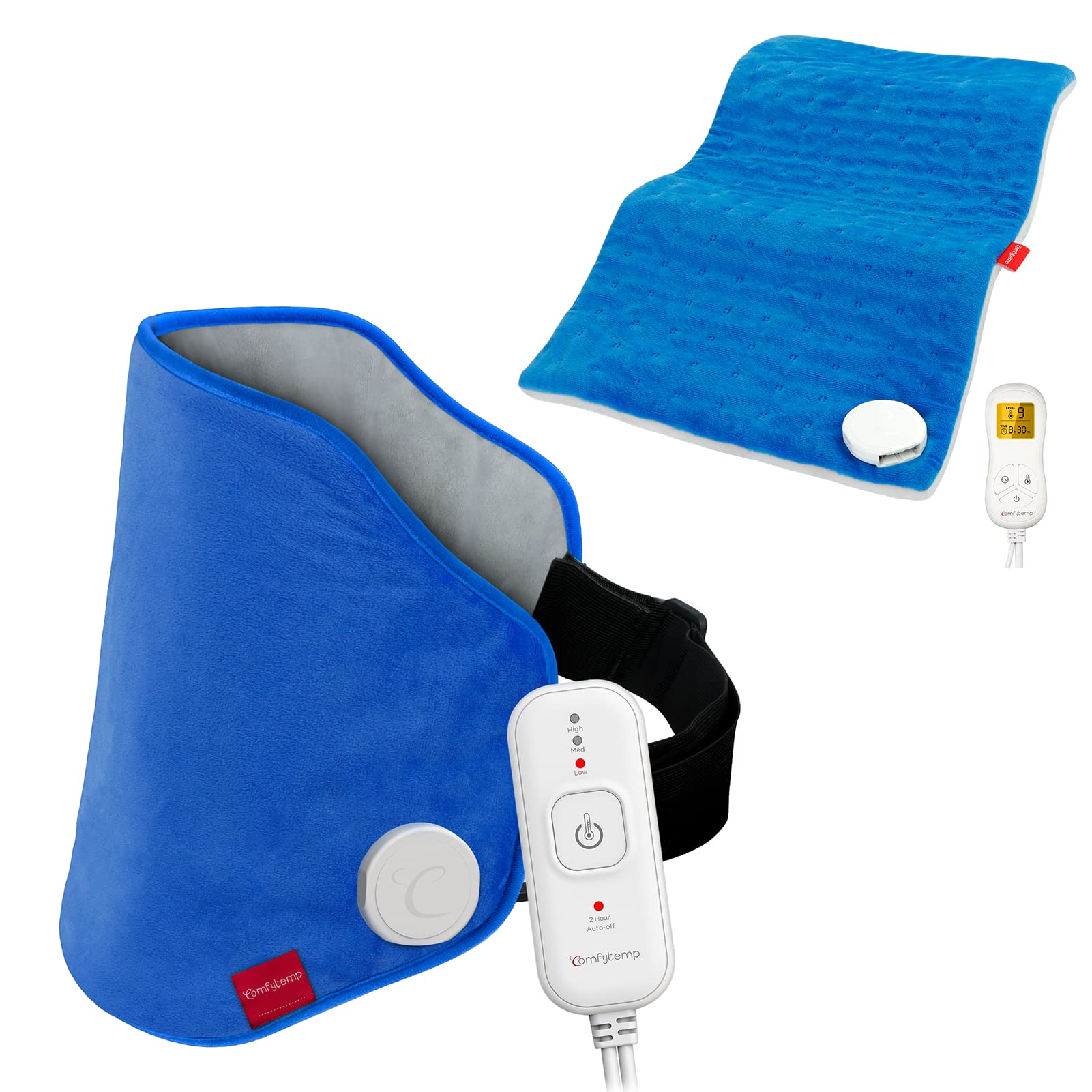 Comfytemp Electric Heating Pad for Back Pain Relief - Adjustable Strap, 3 Heat Settings, Auto Shut-Off - Perfect for Menstrual Cramps, Muscle Soreness & Chronic Pain Relief - Ideal for Home, Office & Travel Use