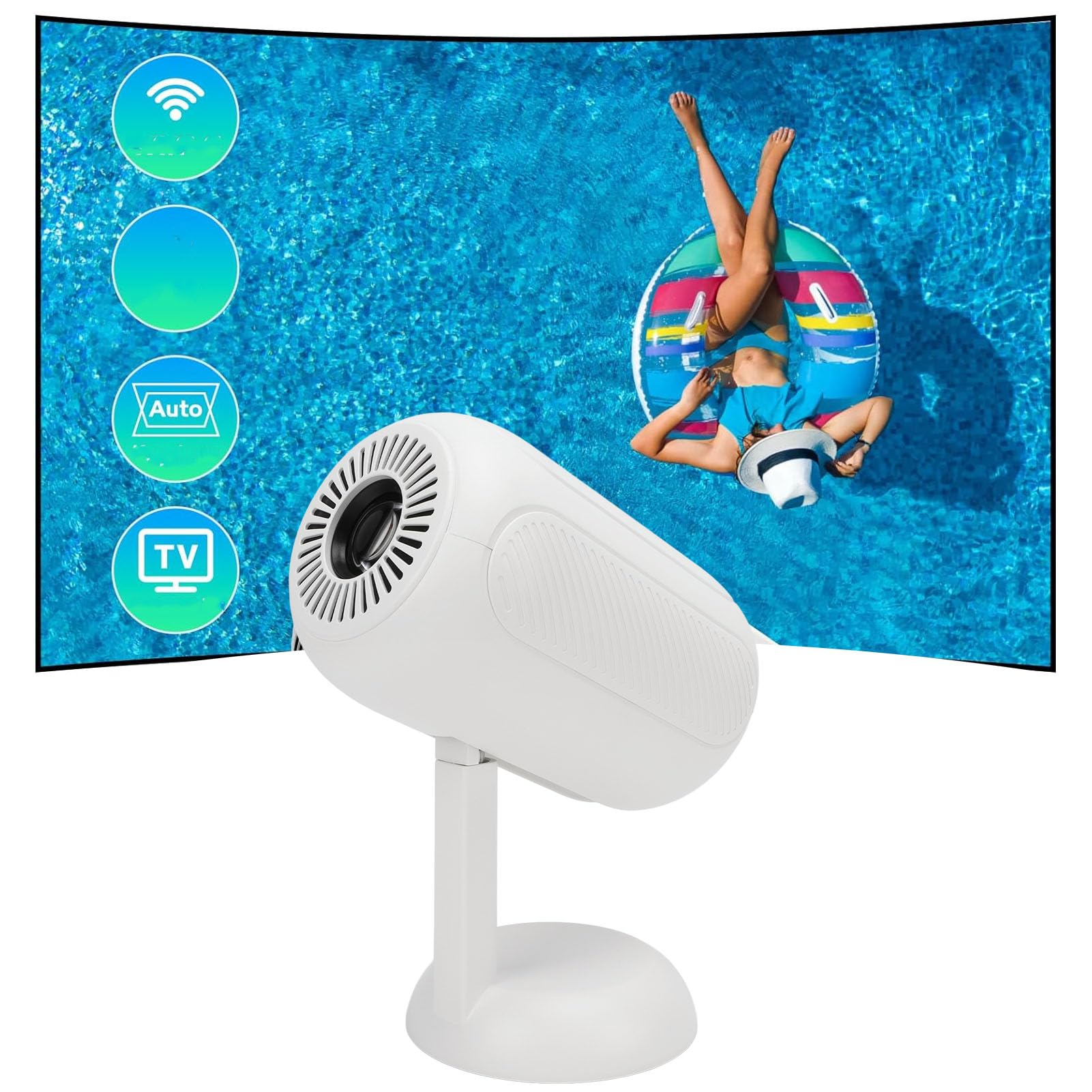 6K Smart Projector with WiFi & HDMI - Full HD Home Theater Projector for Indoor & Outdoor Movies - Compatible with Netflix, YouTube (UK Plug) - Perfect for Backyard Cinema, Gaming & Streaming