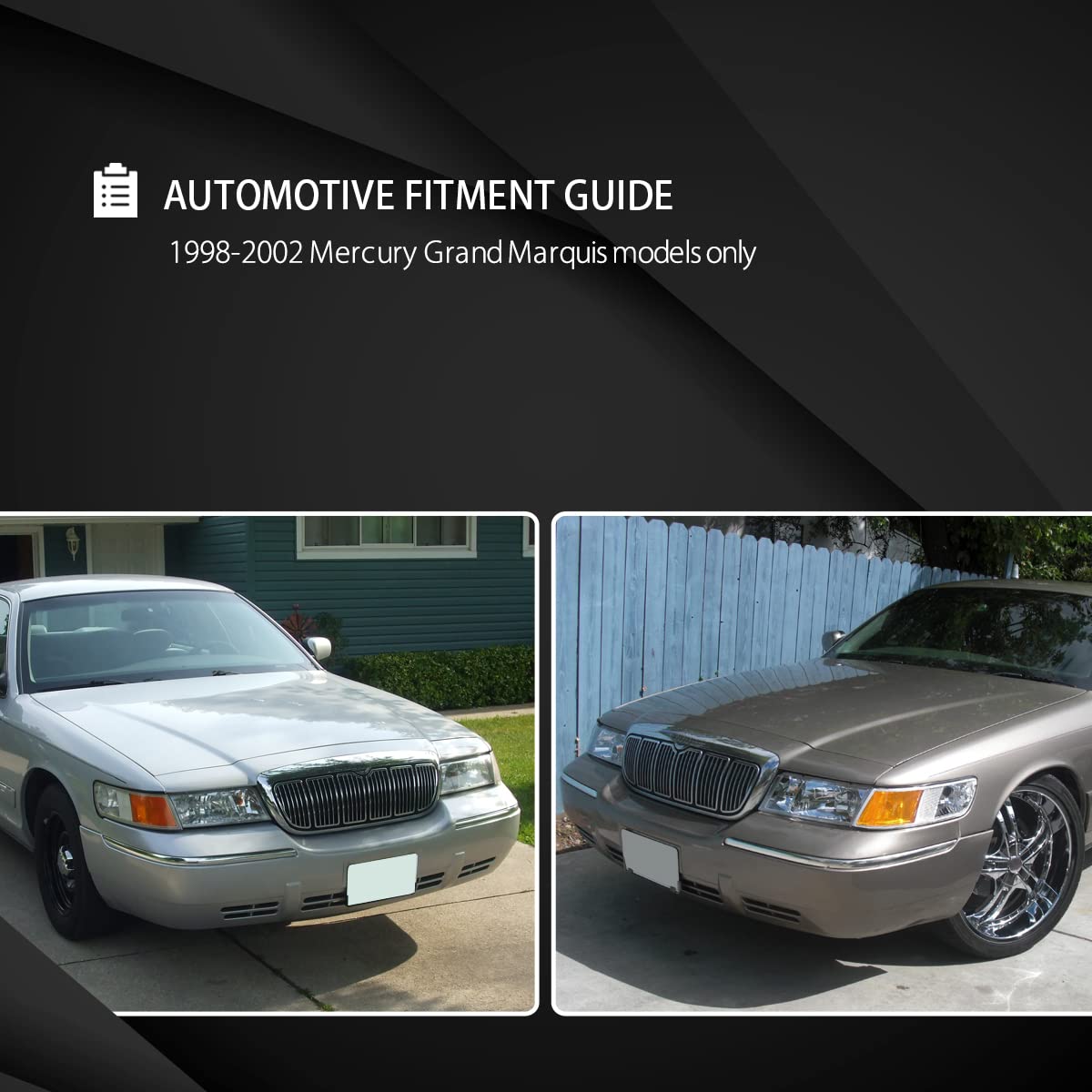 AUTOZENSATION Black Housing Clear Lens Headlights & Corner Lights Pair Compatible with 1998-2002 Mercury Grand Marquis - Left & Right Side Replacement for Improved Night Driving Visibility