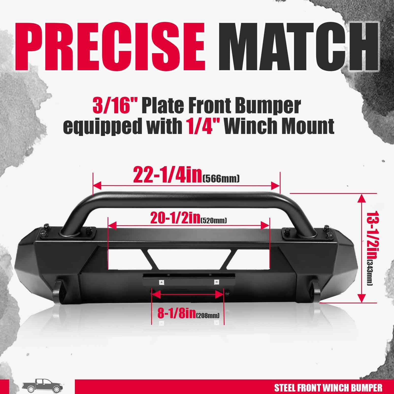 Kojem Steel Winch Bumper with Push Bar & Grill Guard - Compatible with 2016-2023 Toyota Tacoma | Heavy Duty Black Front Bumper Protector | Perfect for Off-Roading, Hunting & Truck Protection