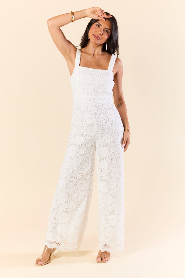 Pure Elegance White Lace Jumpsuit for Women - Summer Wedding Guest Outfit, Beach Party Dress, Romantic Date Night Attire