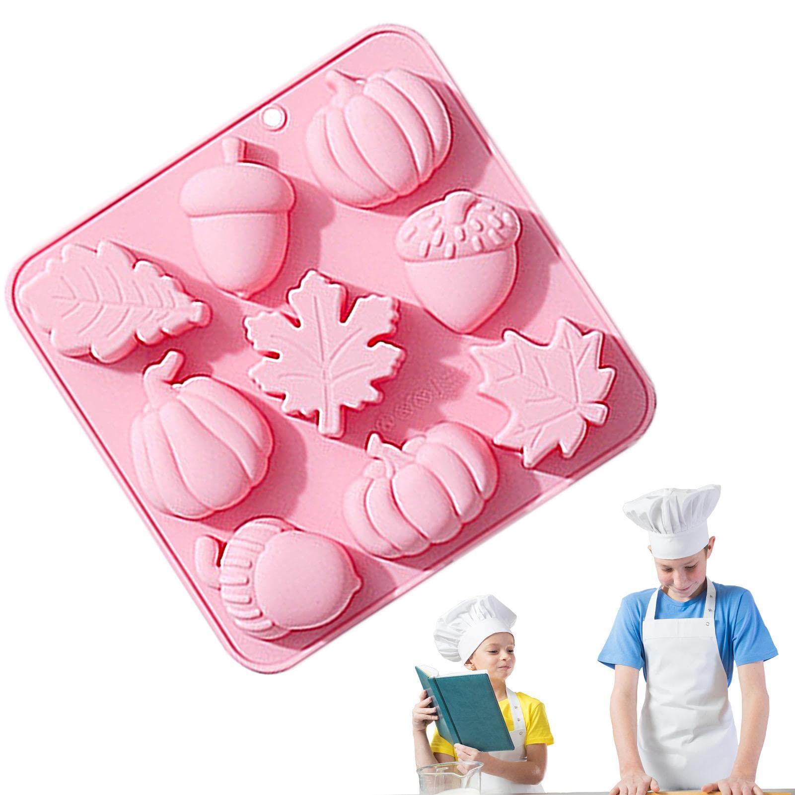 9-Piece Fall Fondant Molds Set - Pumpkin, Leaf & Acorn Silicone Molds for Baking, Autumn Harvest Theme Cake Decorating - Perfect for Pudding, Chocolate, Hard Candies & Desserts (Halloween, Thanksgiving Party Decor)