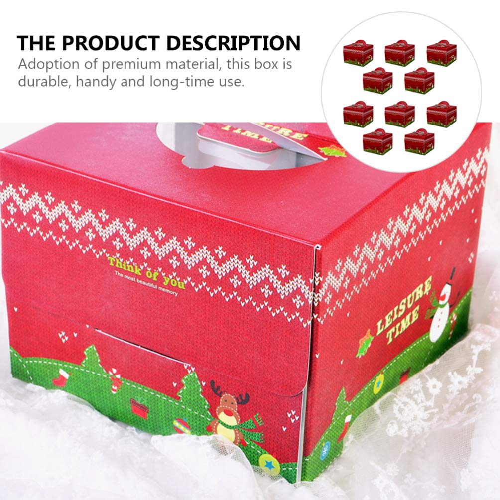 10Pcs Clear Christmas Cake Boxes with Lids - Clamshell Cake Stand Containers for Desserts, Treats & Pastries | Perfect for Holiday Baking, Party Favors & Takeout Treats