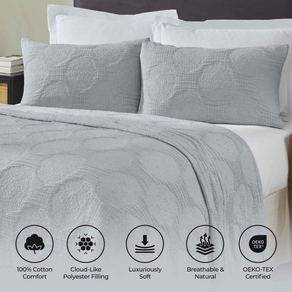 Tanta Cotton Medium Weight Crinkle Woven Coverlet - Soft & Breathable Bedspread for All Seasons | Perfect for Bedroom Decor, Guest Rooms & Cozy Home Styling