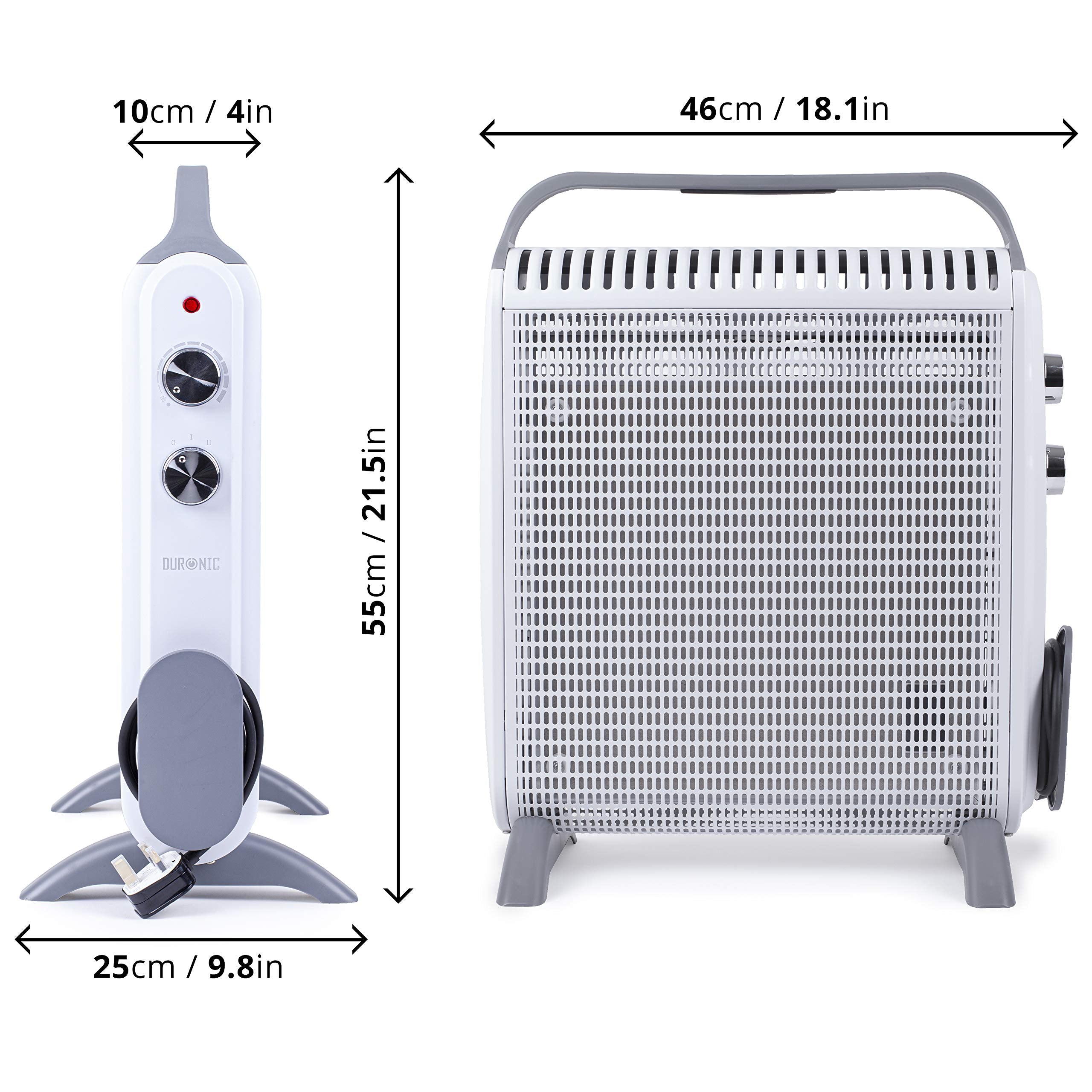 Duronic HV180 WE Electric Heater - Oil-Free Convection & Micathermic Panel Heater, Portable Radiator with Mica Technology for Home, Bedroom, Office & Garage | Energy Efficient Space Heating for Winter & Cold Weather