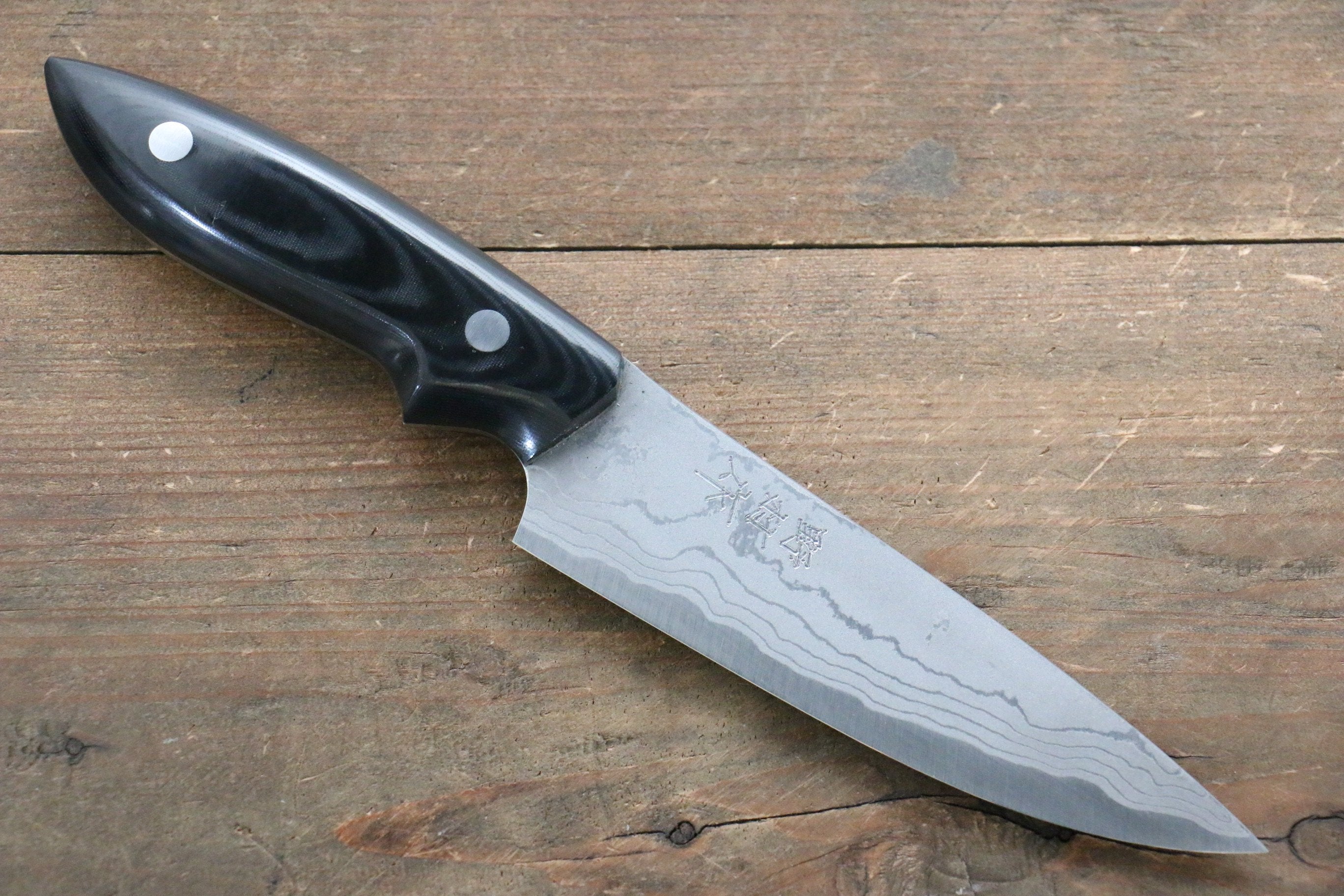 Premium Kazuo Nomura White Steel No.2 Damascus Gyuto Knife 120mm - Japanese Chef Knife with Micarta Handle - Perfect for Sushi, Meat Slicing & Precision Kitchen Tasks