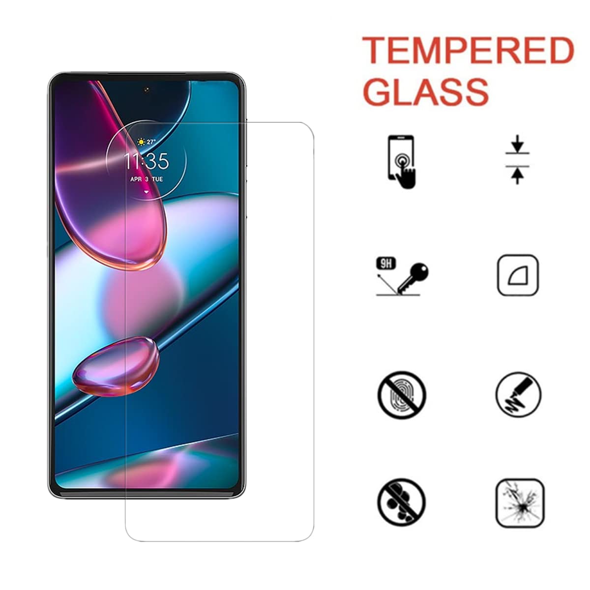 VIESUP 2Pack Tempered Glass for Motorola Edge+ 2022 - 9H Hardness Anti-Scratch Screen Protector for Daily Protection