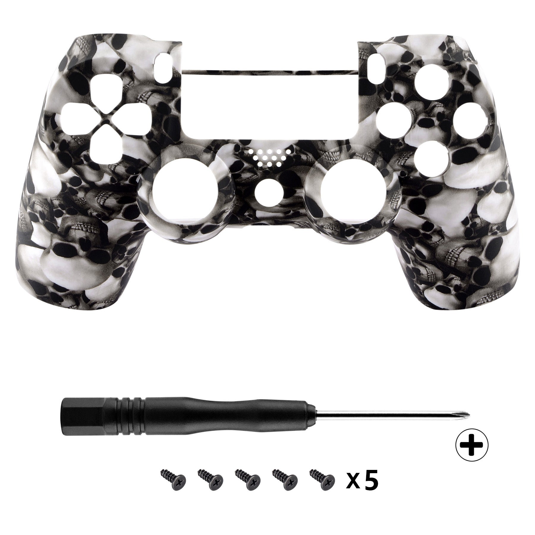 eXtremeRate Ghost Skull Soft Touch Grip Front Housing Shell Faceplate for PS4 Slim & Pro Controller (CUH-ZCT2/JDM-040/JDM-050/JDM-055) - Custom Gaming Skin Replacement for Enhanced Grip & Style - Perfect for PS4 Gaming Sessions & Controller Personalization