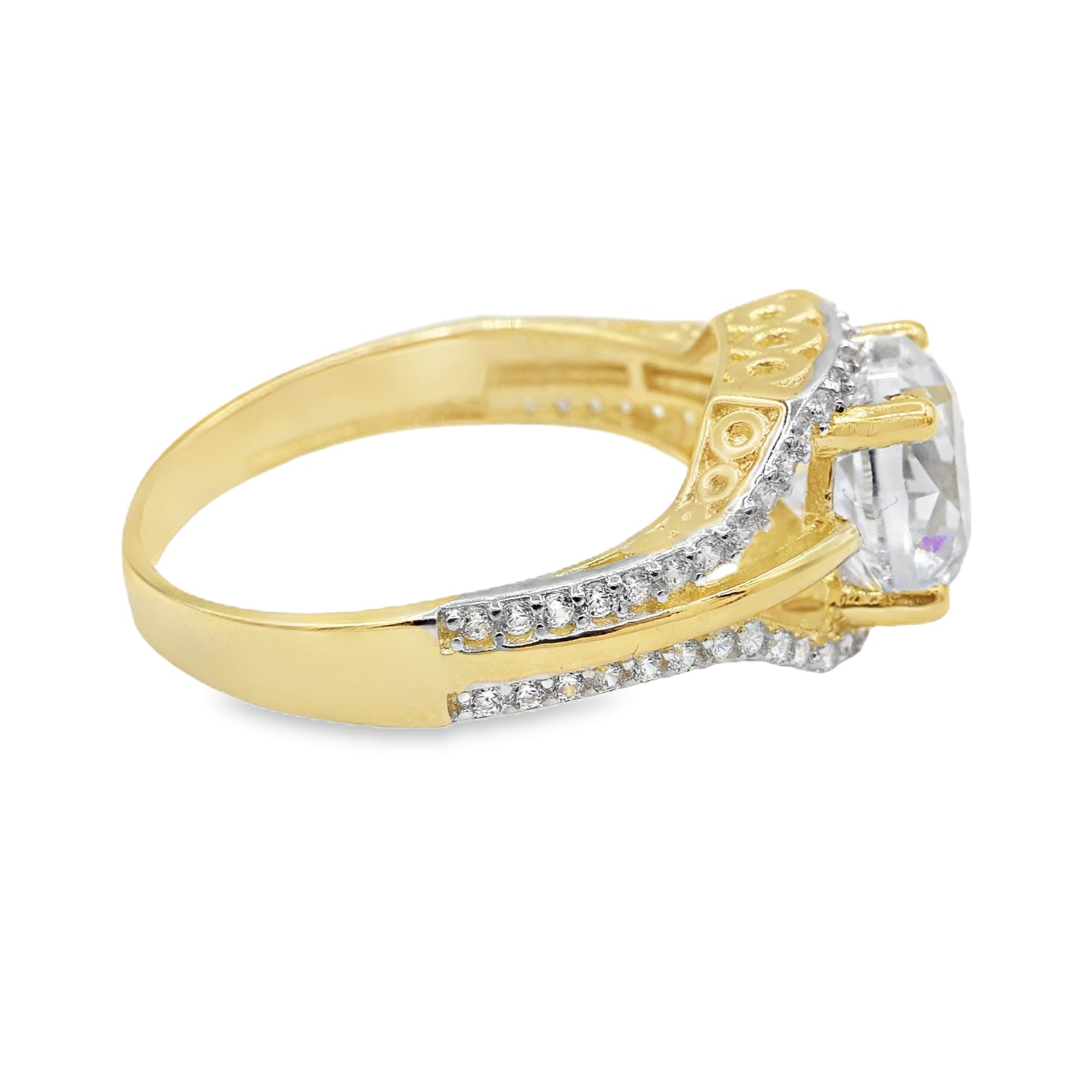 14K Gold Women's CZ Eye Shape Engagement Ring - Elegant Cubic Zirconia Wedding Band for Her | Perfect for Proposals, Anniversaries & Special Occasions