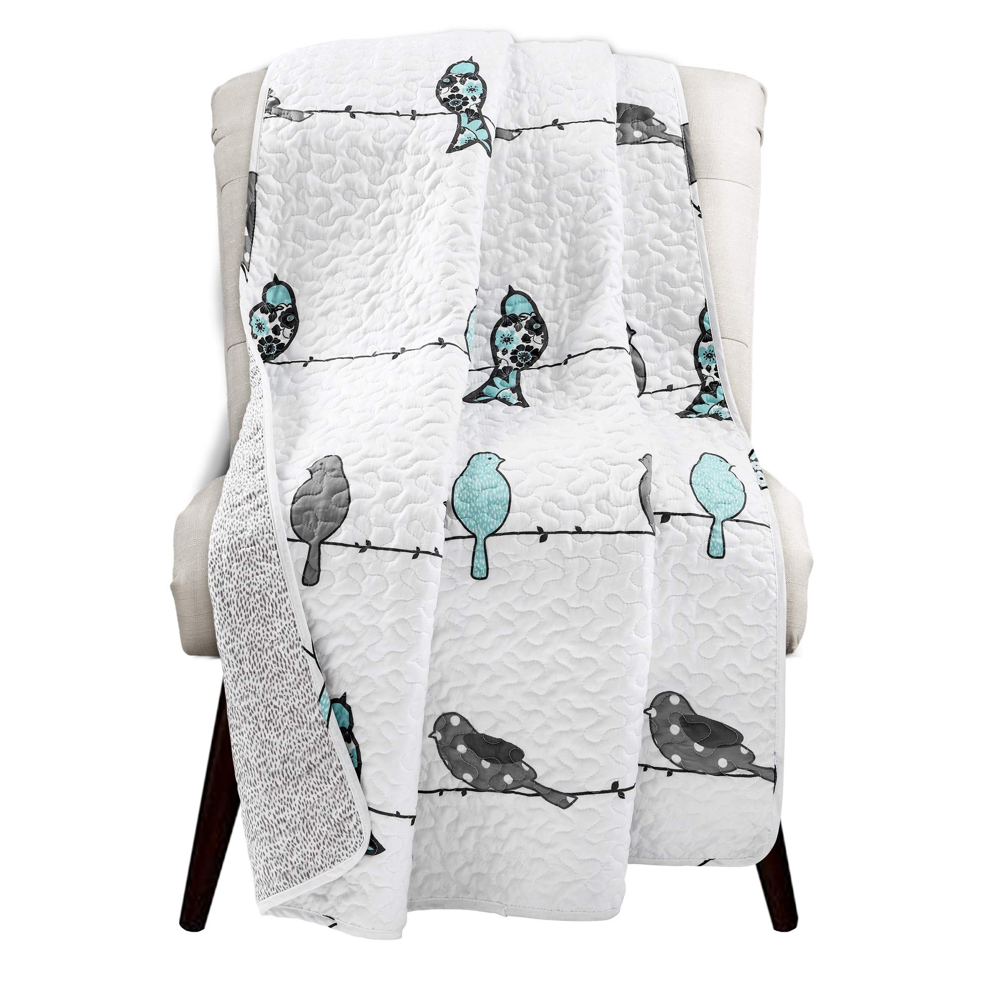 Lush Decor Blue & Gray Throw Blanket 60x50 - Cozy for Sofa & Bed