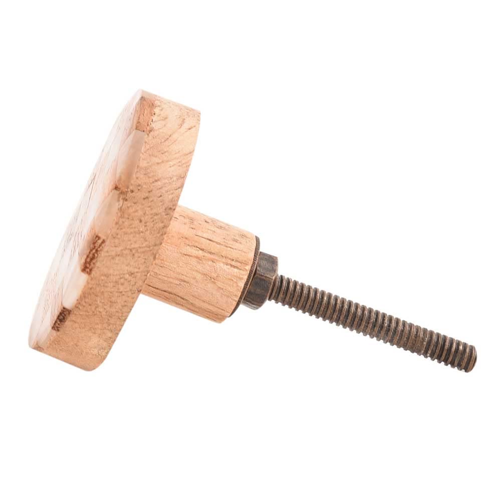 Boho Wooden Drawer Knobs - 4-Piece Brown Grey Dresser Pulls for Kitchen Cabinets & Modern Doors