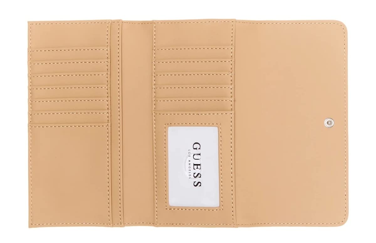 Guess Women's Logo Floral Print Trifold Slim Wallet Clutch Bag - Cement Gray | Stylish & Compact for Everyday Use, Travel & Night Out