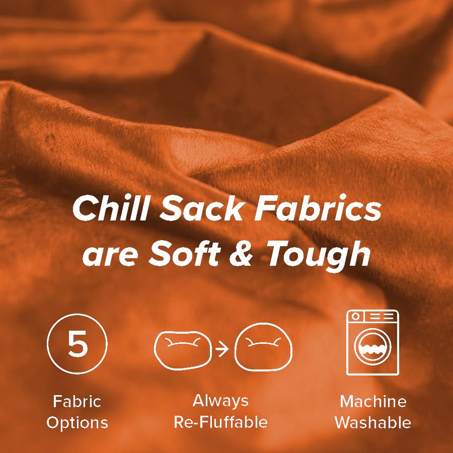 Chill Sack 5' Giant Memory Foam Bean Bag Chair - Ultra Soft Microfiber Cover in Vibrant Orange | Perfect for Living Rooms, Game Rooms & Dorm Relaxation