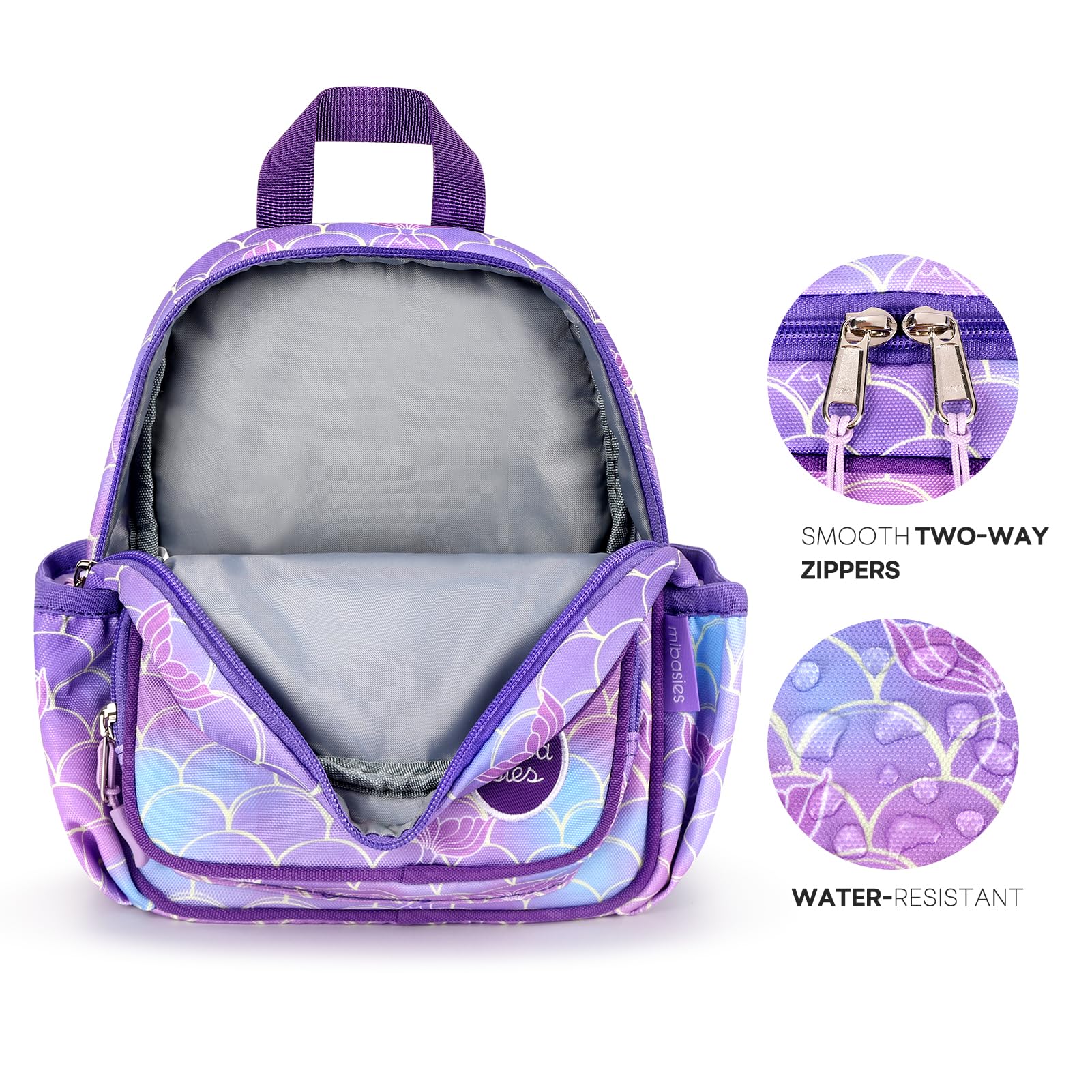 Mibasies Toddler Backpack Leash for Kids 1-3 Years - Anti-Lost Baby Harness with Adjustable Strap, Mermaid Purple Backpack for Girls & Boys | Perfect for Travel, Shopping & Outdoor Adventures