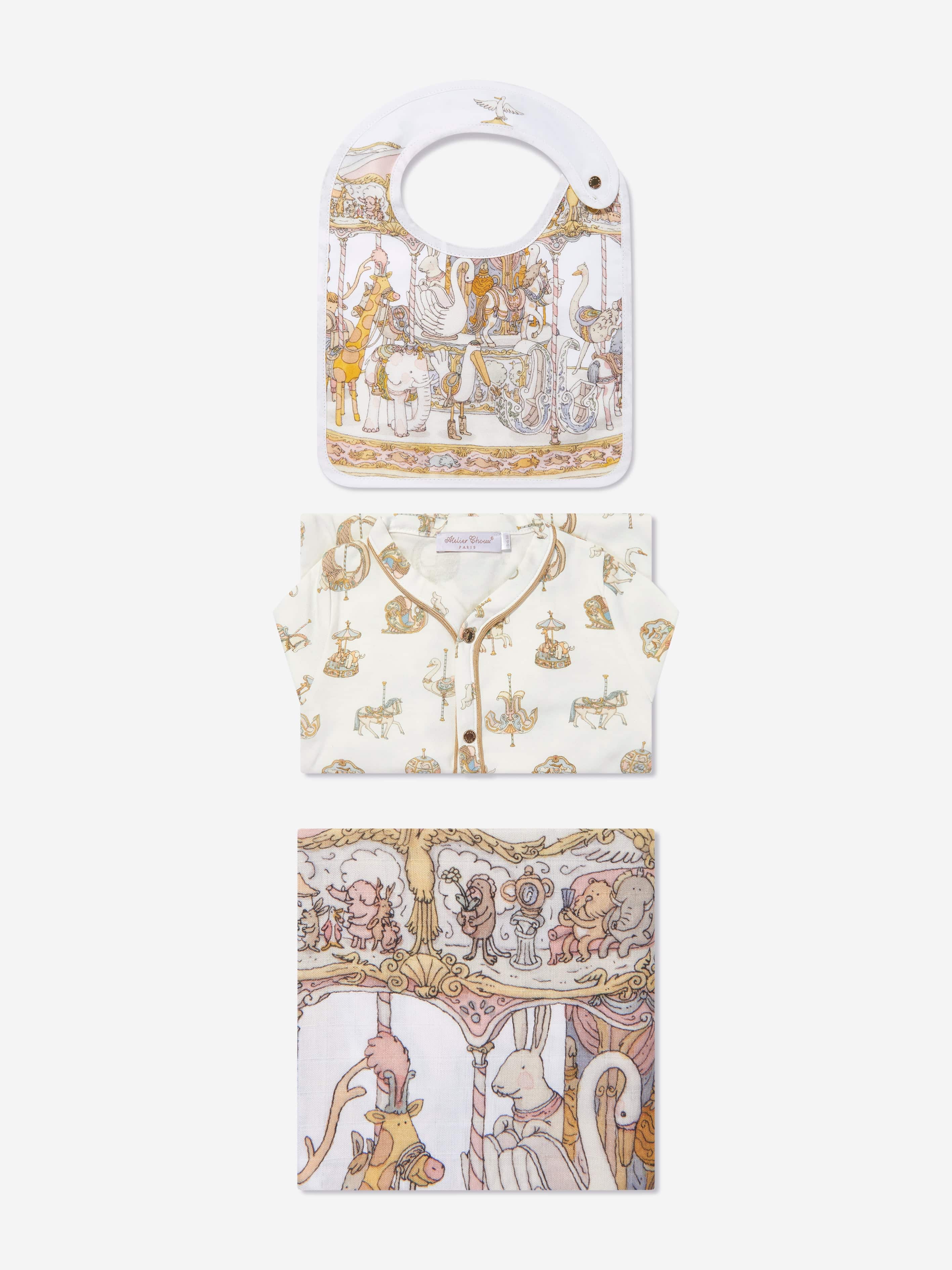 Atelier Choux Pink Carousel Baby Gift Set for Girls - Perfect for Newborns, Baby Showers & Special Occasions