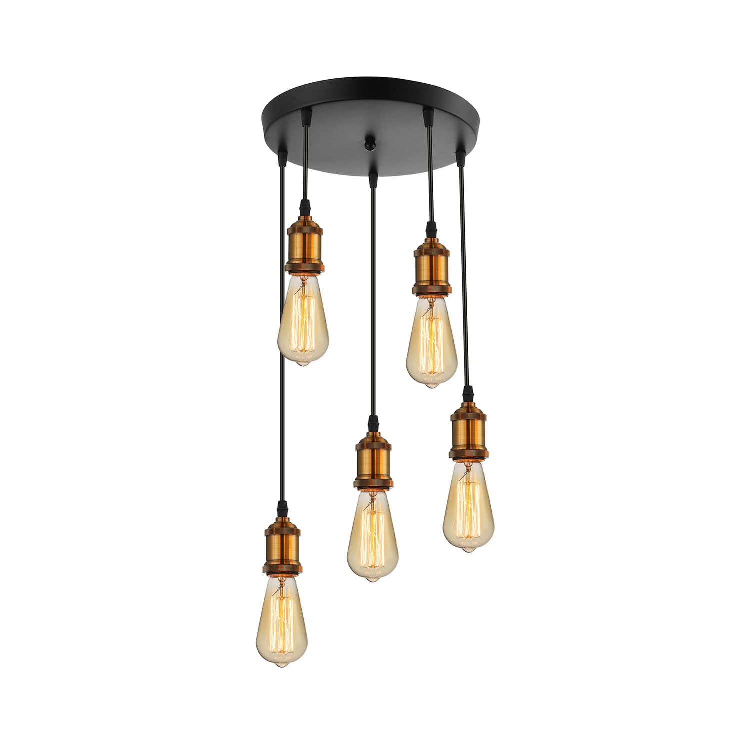Vintage Industrial Adjustable 5-Light Edison Bulb Pendant Lamp - 20