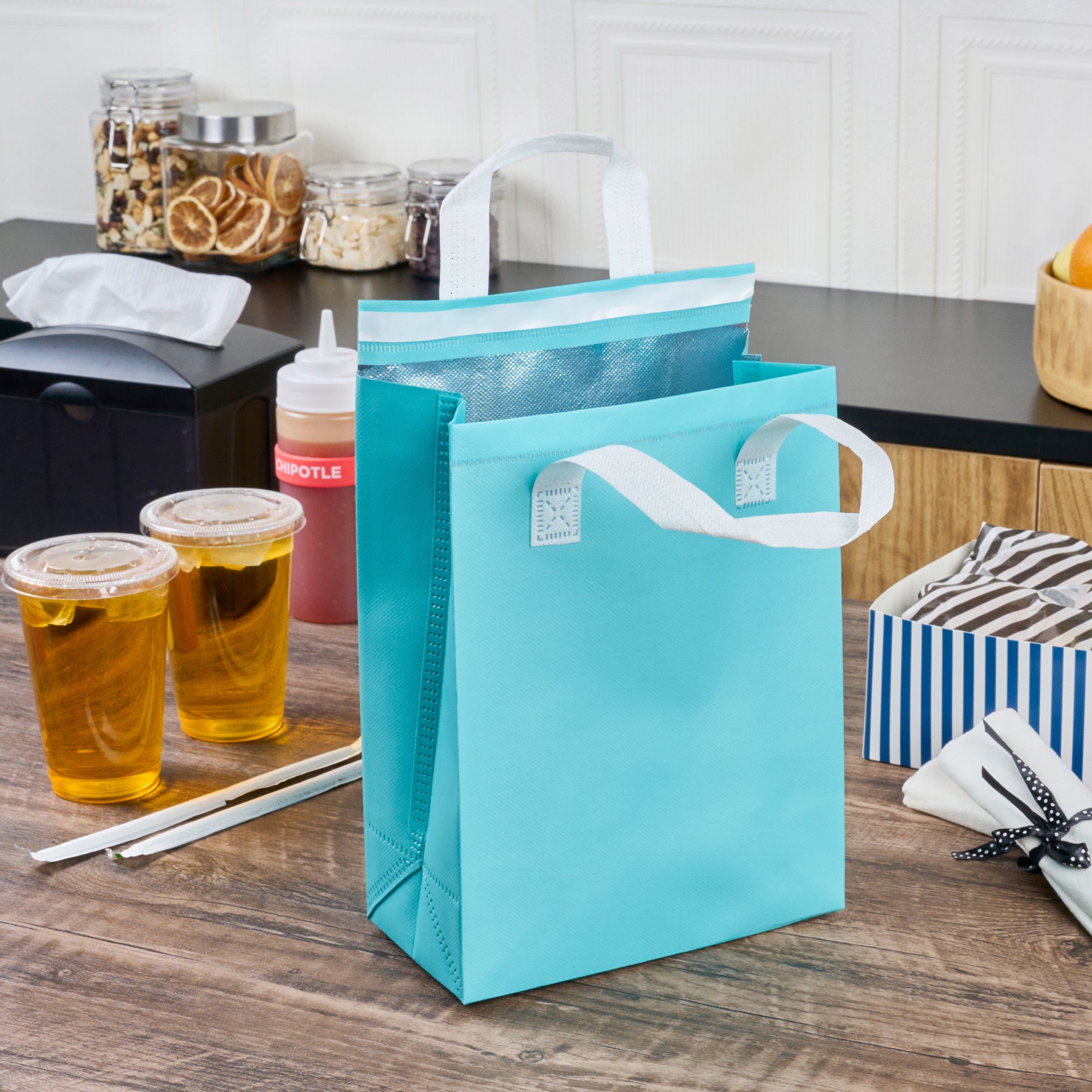 Premium Insulated Takeout Bags - Tamper Evident Food Delivery Bags (8.25