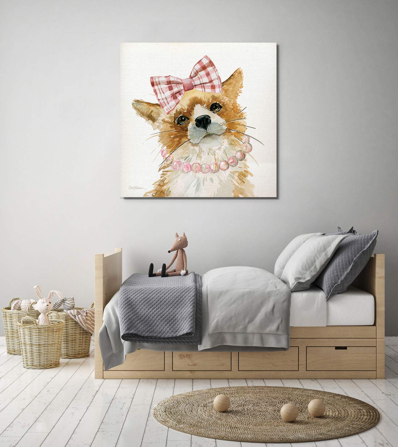 Glamour Girls Fox Animal Wall Art Decor - 16x16 Inch Nursery, Kids Room & Playroom Decor - Perfect for Baby Shower Gifts & Children's Bedroom