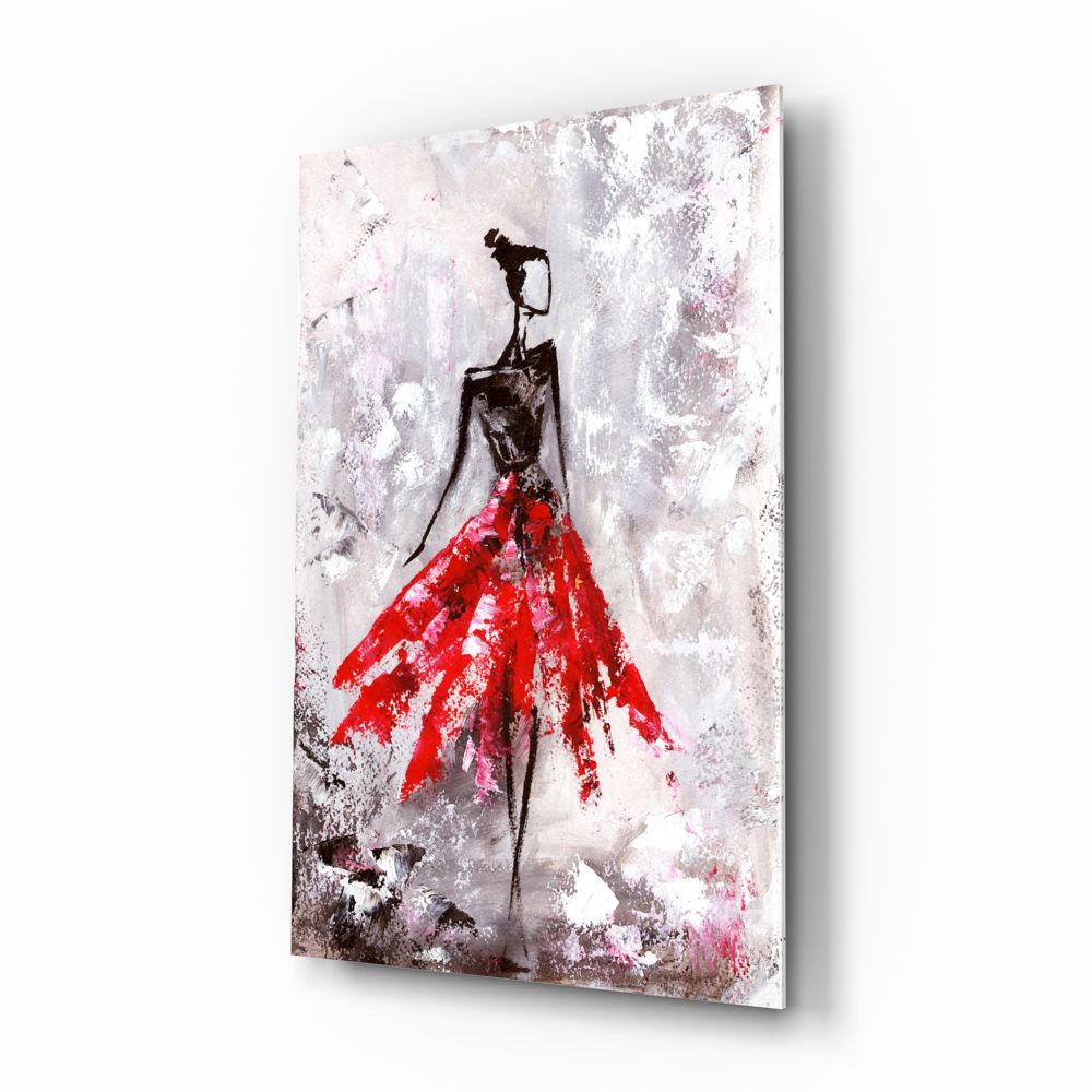 Beautiful Red Oil Painting for Women - Elegant Wall Art for Living Room, Bedroom & Office Decor