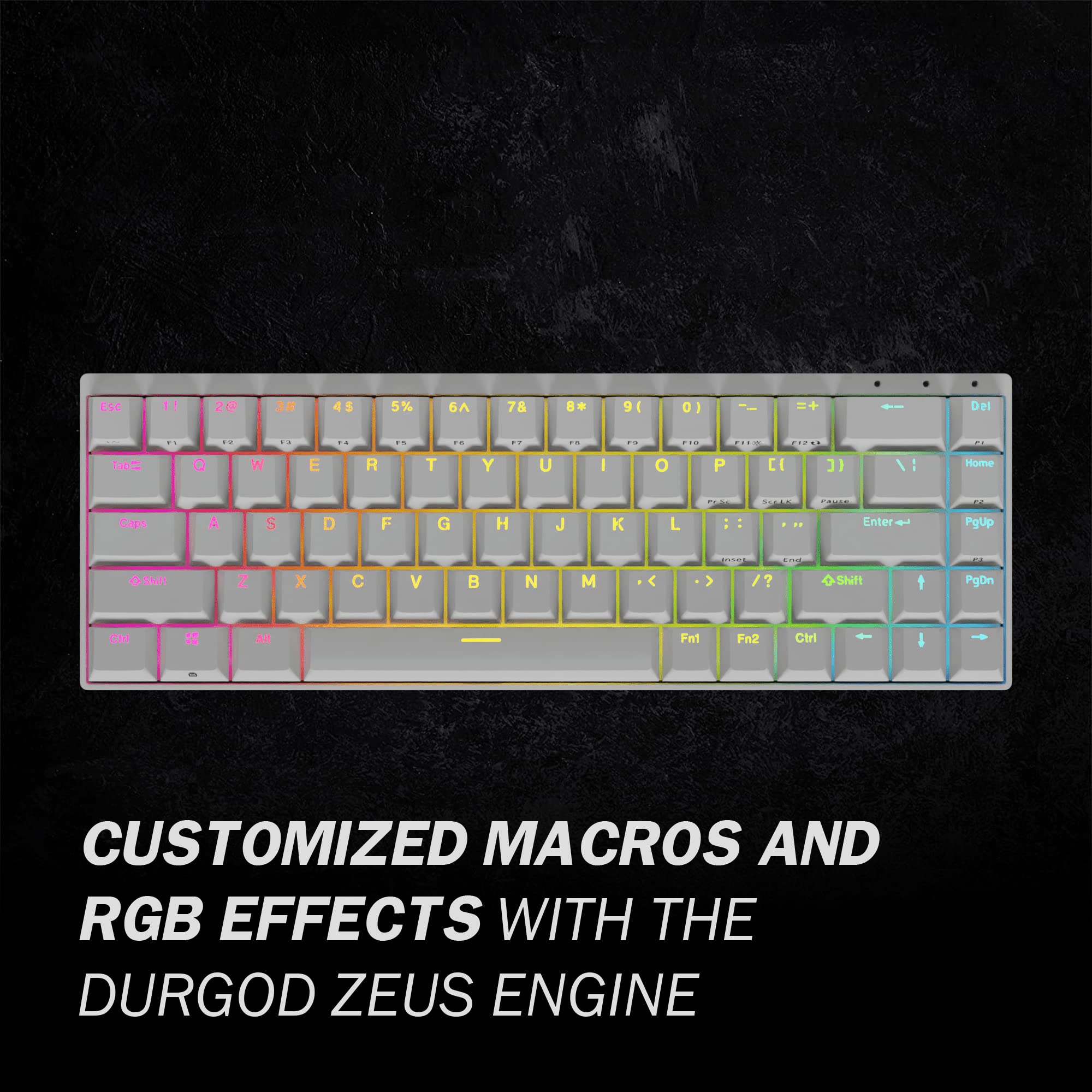 DURGOD Hades 68 RGB Mechanical Keyboard - 65% Compact, PBT Keycaps for Gaming & Office