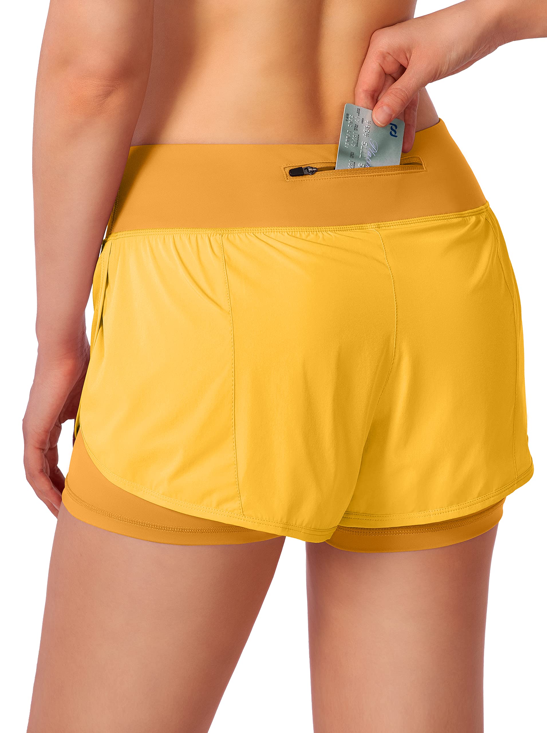 Women's 2-in-1 High Waist Running Shorts with Zipper Pockets - Breathable Spandex Yoga Workout Athletic Shorts for Gym, Jogging & Active Lifestyle