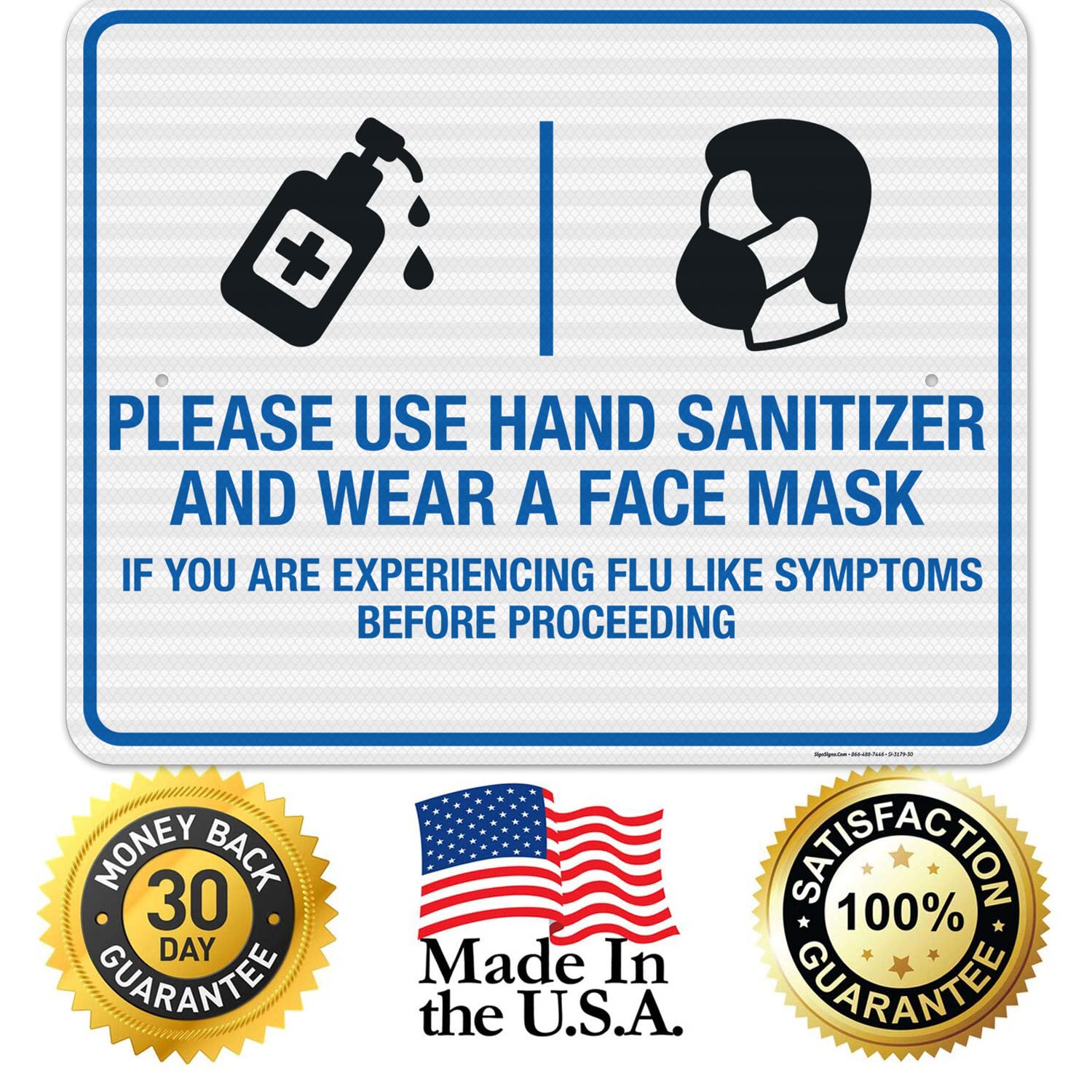 3M EGP Reflective Face Masks Required Sign - 24x30 Inches, .080 Aluminum, Fade Resistant - Made in USA - Ideal for Offices, Hospitals & Public Spaces