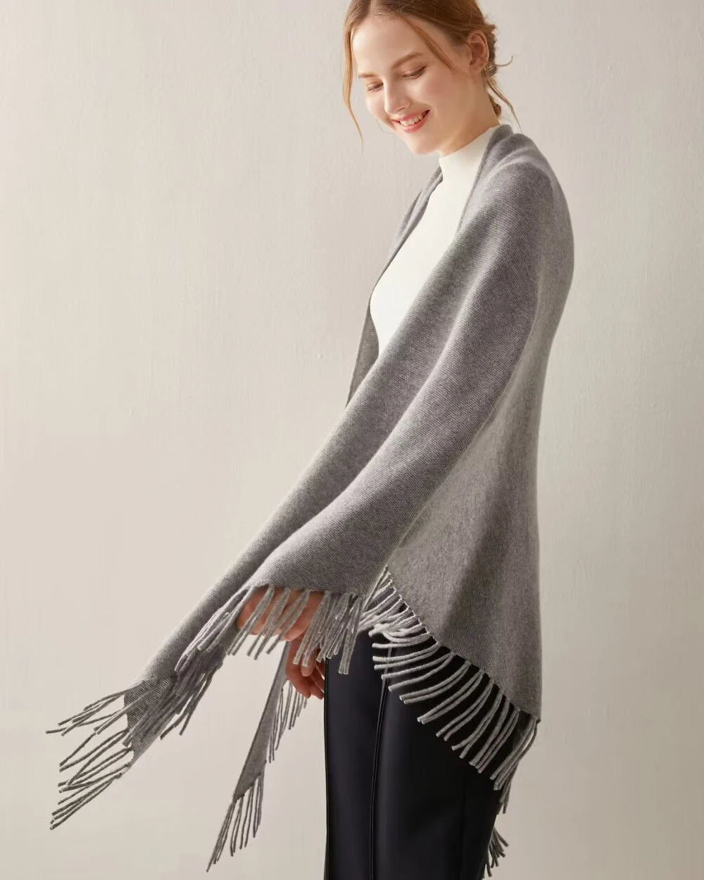 Luxury Triangular Tassel Cashmere Scarf - Soft Winter Shawl Wrap for Women - Perfect for Cold Weather, Office & Evening Outfits