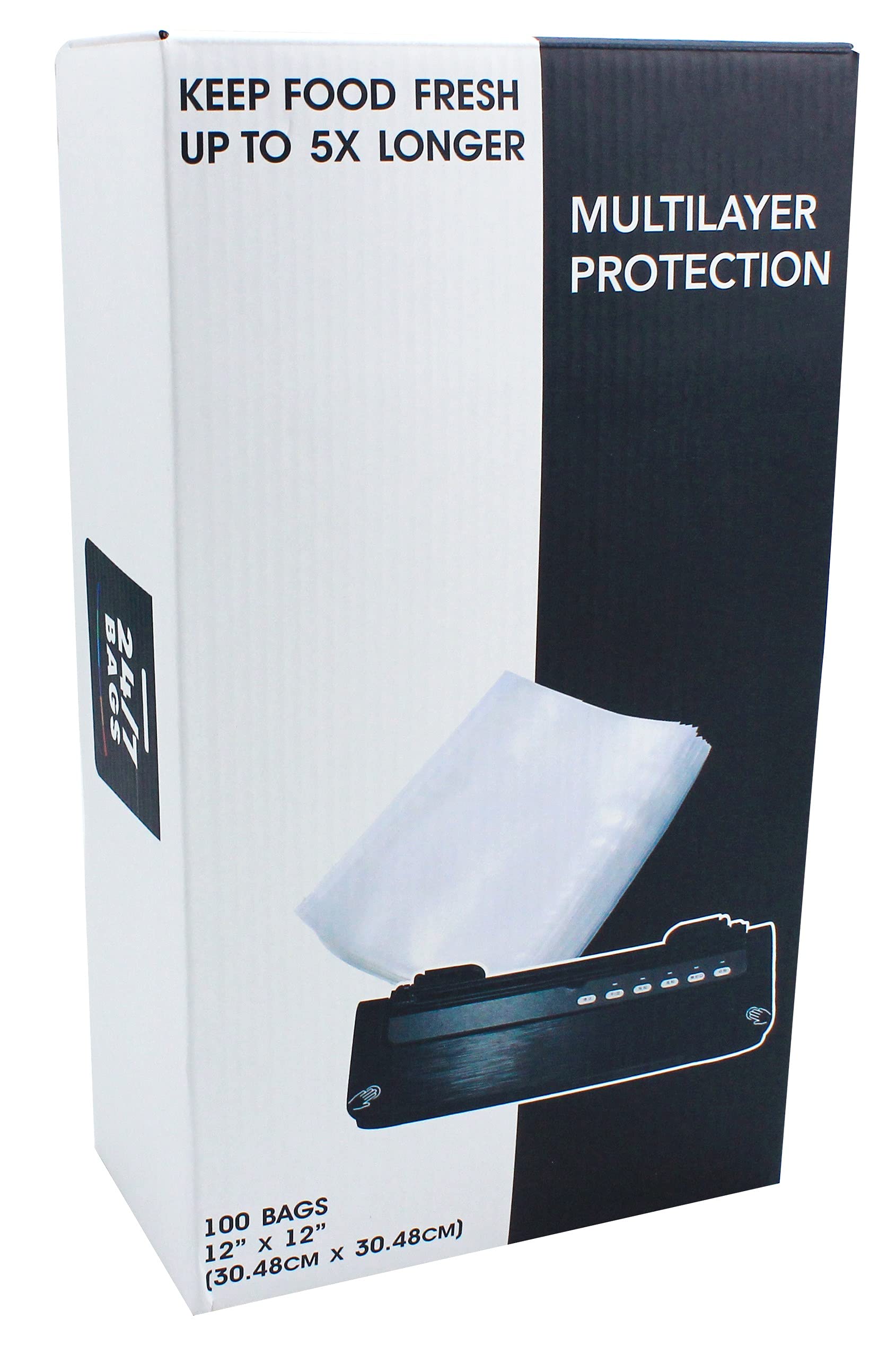 24/7 Vacuum Bags for Food Storage - 12x12 (100 Pack) | Freshness Protection