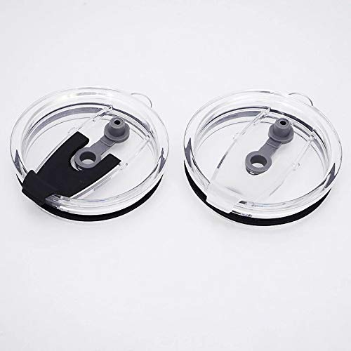 20 oz & 30 oz Tumbler Replacement Lid - Splash Resistant, Leak Proof, Straw Compatible (30oz Double Hole White+Black) - Perfect for Travel, Gym & Office Use